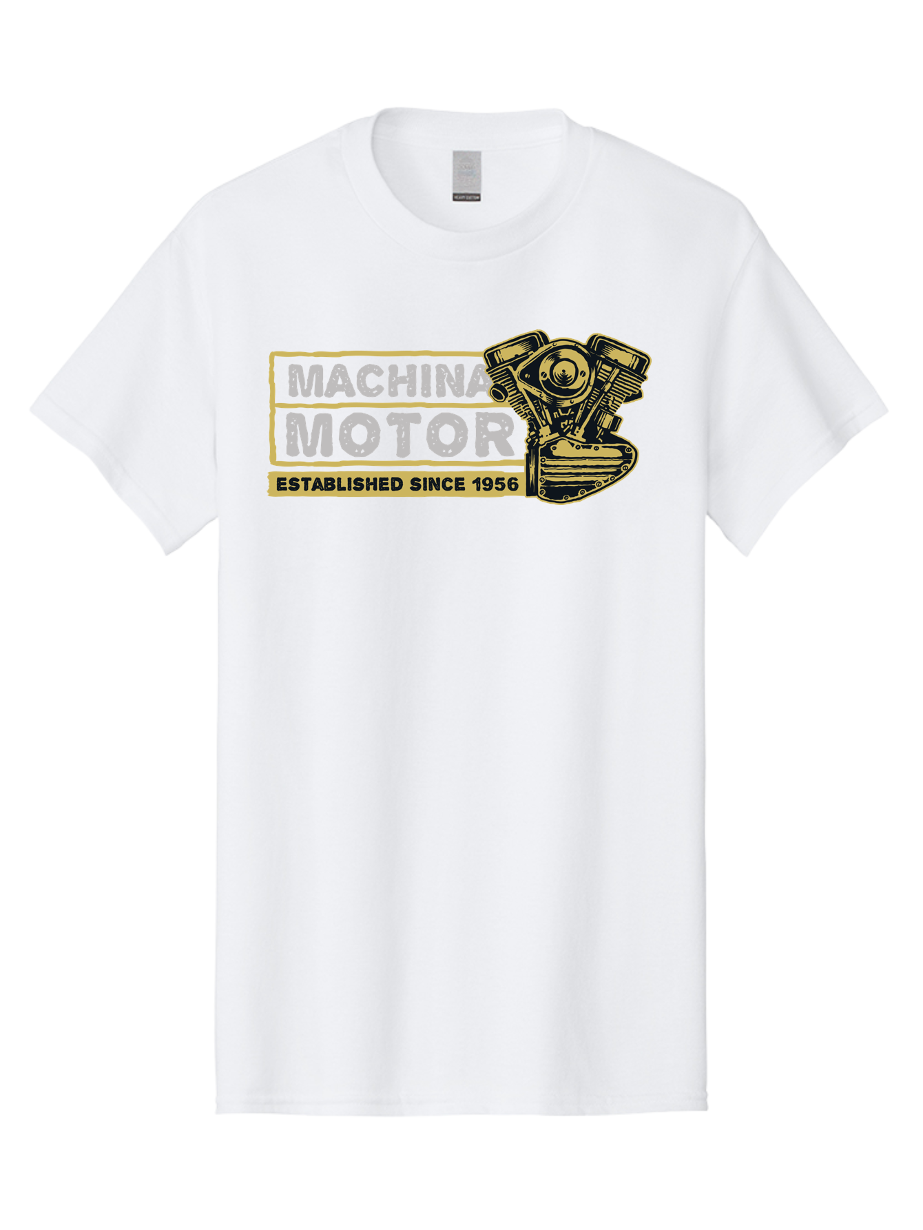 Machina Motor Men'S Graphic Tee, 100% Cotton, Comfortable Casual Summer Wear, Machine Washable, Vintage Engine, Motor Machinery, Classic Automobile Parts, Established Since 1956, Motor Vehicle Engine, Mechanical Components, Vintage Car Parts, Aae483