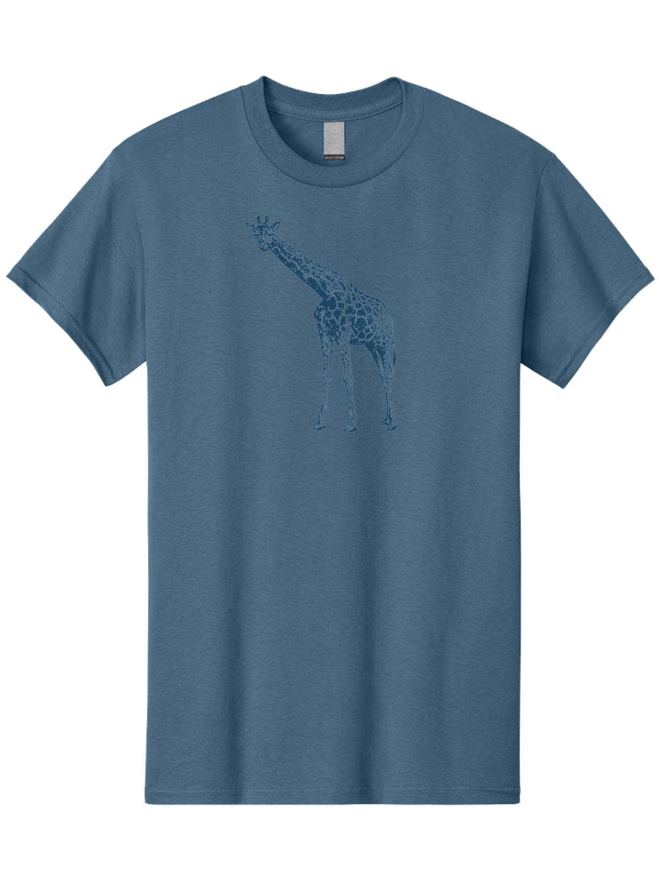 Majestic Giraffe Men'S Graphic Tee, 100% Cotton, Comfortable Casual Summer Wear, Machine Washable, Giraffe Illustration, Wild Animal, Spotted Fur, Tall Mammal, Wildlife Art, Pop Art Style, Blue And Green Graphic, Animal Design Aae485