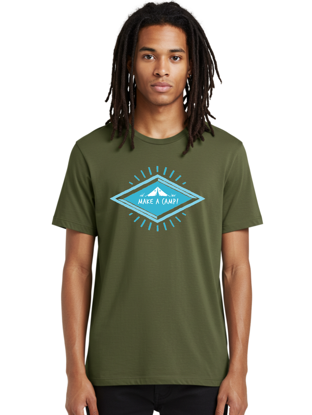 Make A Camp Men'S Graphic Tee, 100% Cotton, Comfortable Casual Summer Wear, Machine Washable, Camping, Tent, Outdoor Adventure, Nature Escape, Make A Camp!, Camping Fun, Outdoor Activities, Adventure Travel, Camping Trip Aae487