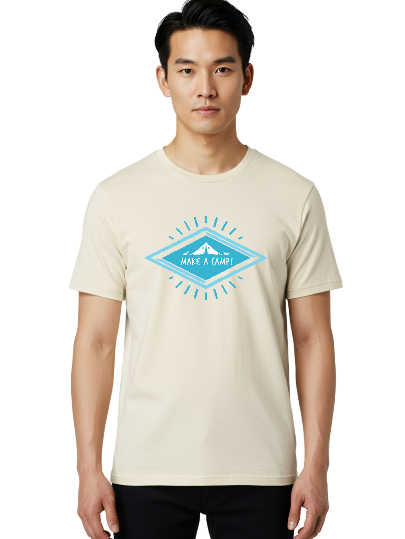Make A Camp Men'S Graphic Tee, 100% Cotton, Comfortable Casual Summer Wear, Machine Washable, Camping, Tent, Outdoor Adventure, Nature Escape, Make A Camp!, Camping Fun, Outdoor Activities, Adventure Travel, Camping Trip Aae487