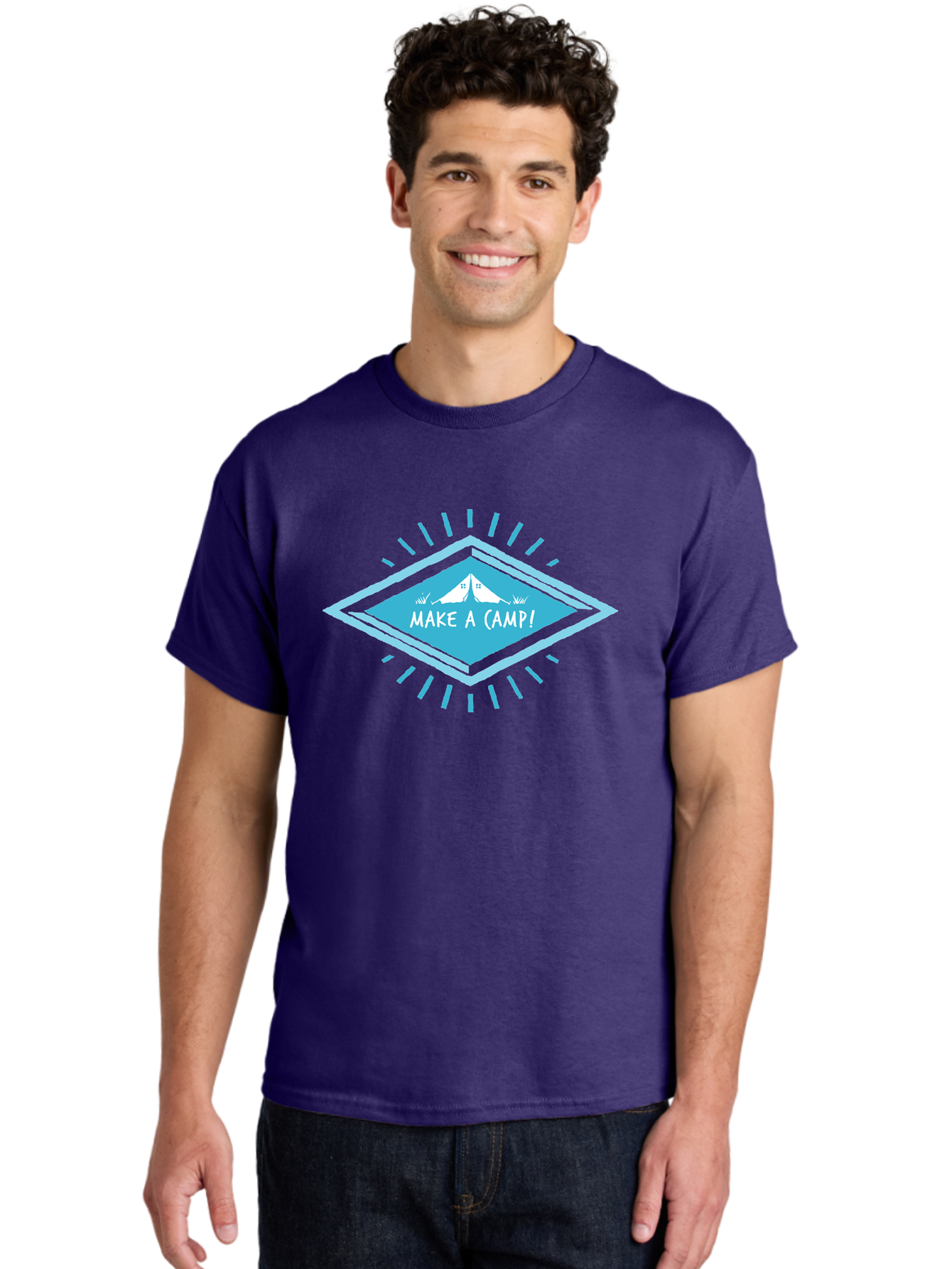 Make A Camp Men'S Graphic Tee, 100% Cotton, Comfortable Casual Summer Wear, Machine Washable, Camping, Tent, Outdoor Adventure, Nature Escape, Make A Camp!, Camping Fun, Outdoor Activities, Adventure Travel, Camping Trip Aae487