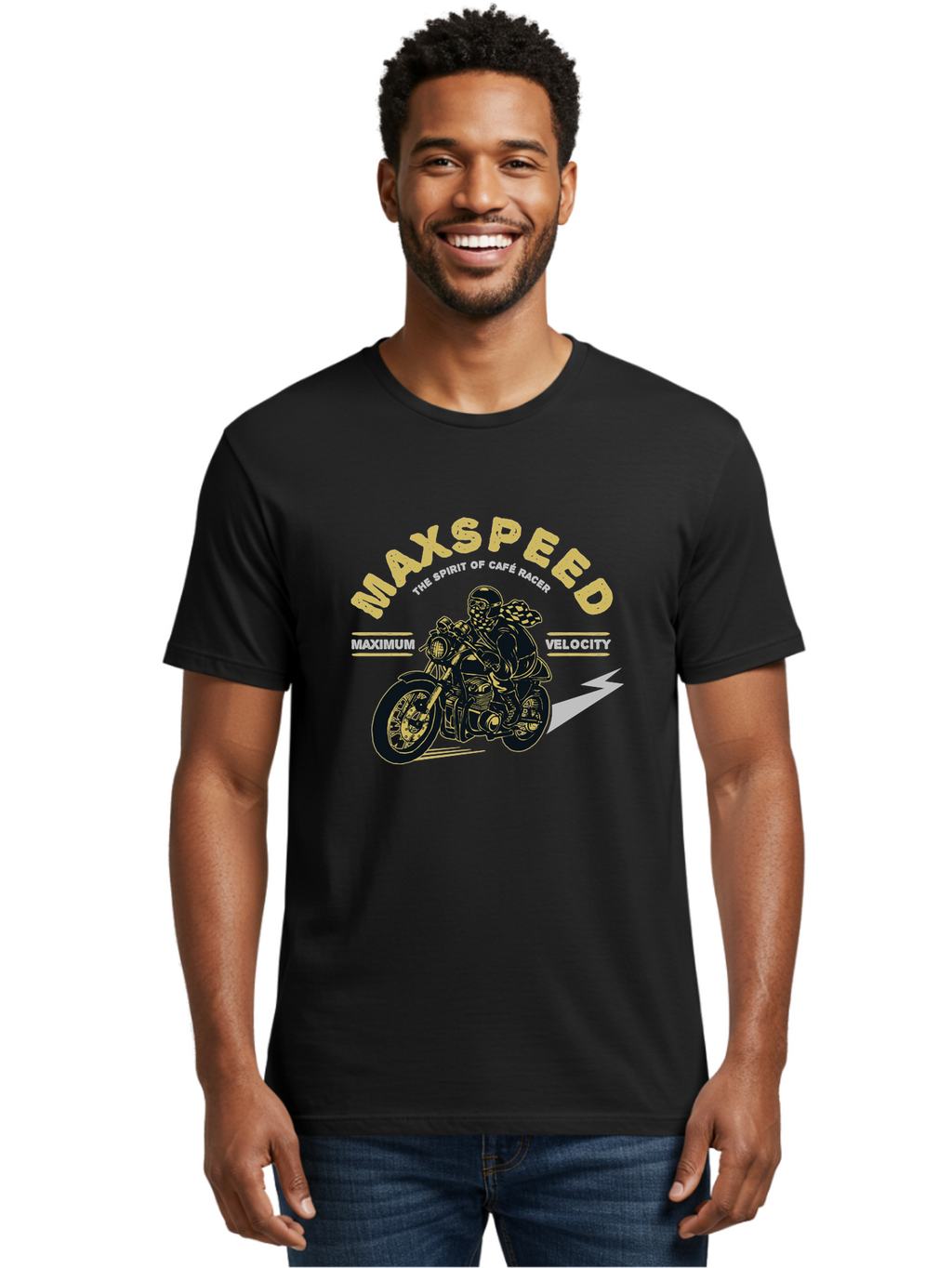 Max Speed Men'S Graphic Tee, 100% Cotton, Comfortable Casual Summer Wear, Machine Washable, Motorcycle Racing, Cape Racer, Maximum Velocity, Speed Enthusiast, Biker Culture, Racing Spirit, Vintage Motorcycle, Adventure Ride Aae492
