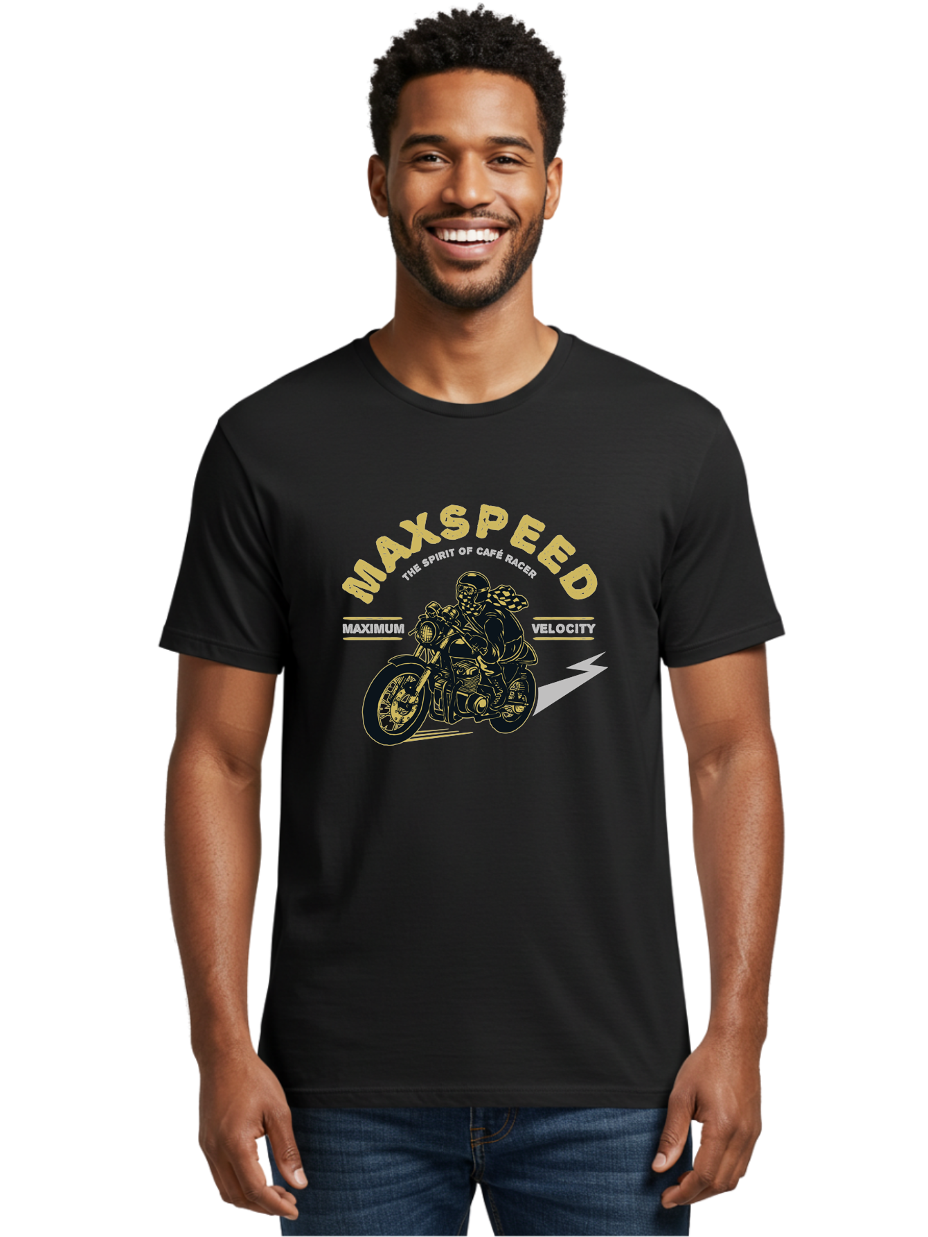 Max Speed Men'S Graphic Tee, 100% Cotton, Comfortable Casual Summer Wear, Machine Washable, Motorcycle Racing, Cape Racer, Maximum Velocity, Speed Enthusiast, Biker Culture, Racing Spirit, Vintage Motorcycle, Adventure Ride Aae492