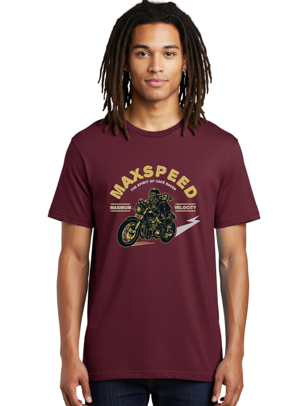 Max Speed Men'S Graphic Tee, 100% Cotton, Comfortable Casual Summer Wear, Machine Washable, Motorcycle Racing, Cape Racer, Maximum Velocity, Speed Enthusiast, Biker Culture, Racing Spirit, Vintage Motorcycle, Adventure Ride Aae492