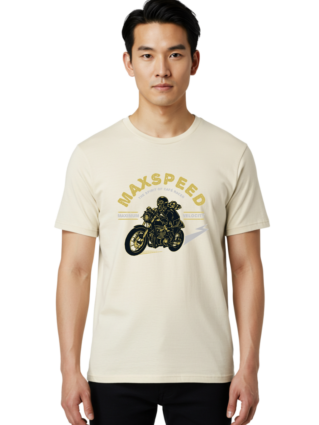 Max Speed Men'S Graphic Tee, 100% Cotton, Comfortable Casual Summer Wear, Machine Washable, Motorcycle Racing, Cape Racer, Maximum Velocity, Speed Enthusiast, Biker Culture, Racing Spirit, Vintage Motorcycle, Adventure Ride Aae492