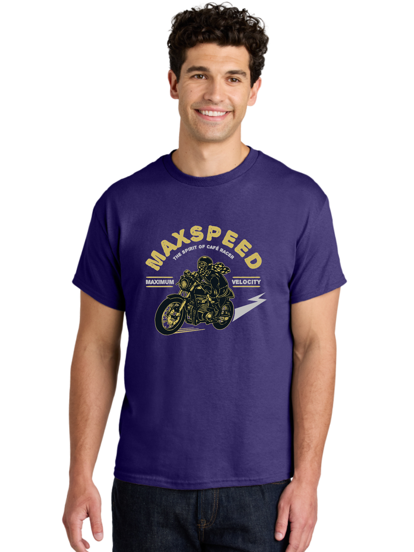 Max Speed Men'S Graphic Tee, 100% Cotton, Comfortable Casual Summer Wear, Machine Washable, Motorcycle Racing, Cape Racer, Maximum Velocity, Speed Enthusiast, Biker Culture, Racing Spirit, Vintage Motorcycle, Adventure Ride Aae492