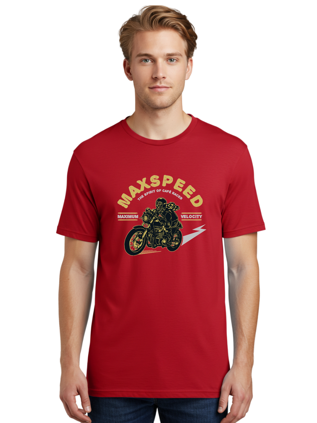 Max Speed Men'S Graphic Tee, 100% Cotton, Comfortable Casual Summer Wear, Machine Washable, Motorcycle Racing, Cape Racer, Maximum Velocity, Speed Enthusiast, Biker Culture, Racing Spirit, Vintage Motorcycle, Adventure Ride Aae492