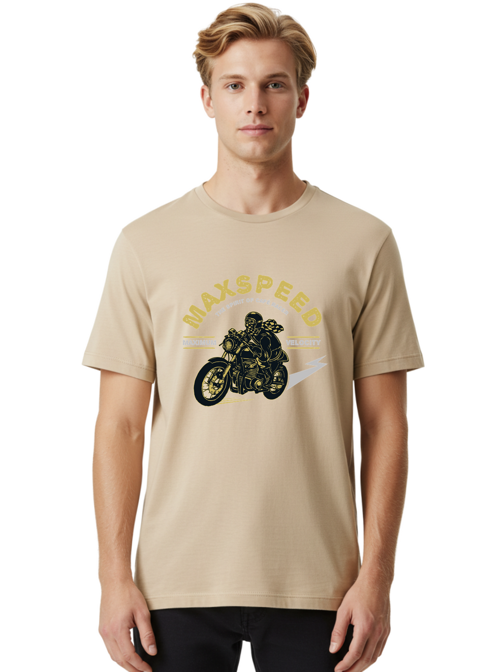 Max Speed Men'S Graphic Tee, 100% Cotton, Comfortable Casual Summer Wear, Machine Washable, Motorcycle Racing, Cape Racer, Maximum Velocity, Speed Enthusiast, Biker Culture, Racing Spirit, Vintage Motorcycle, Adventure Ride Aae492