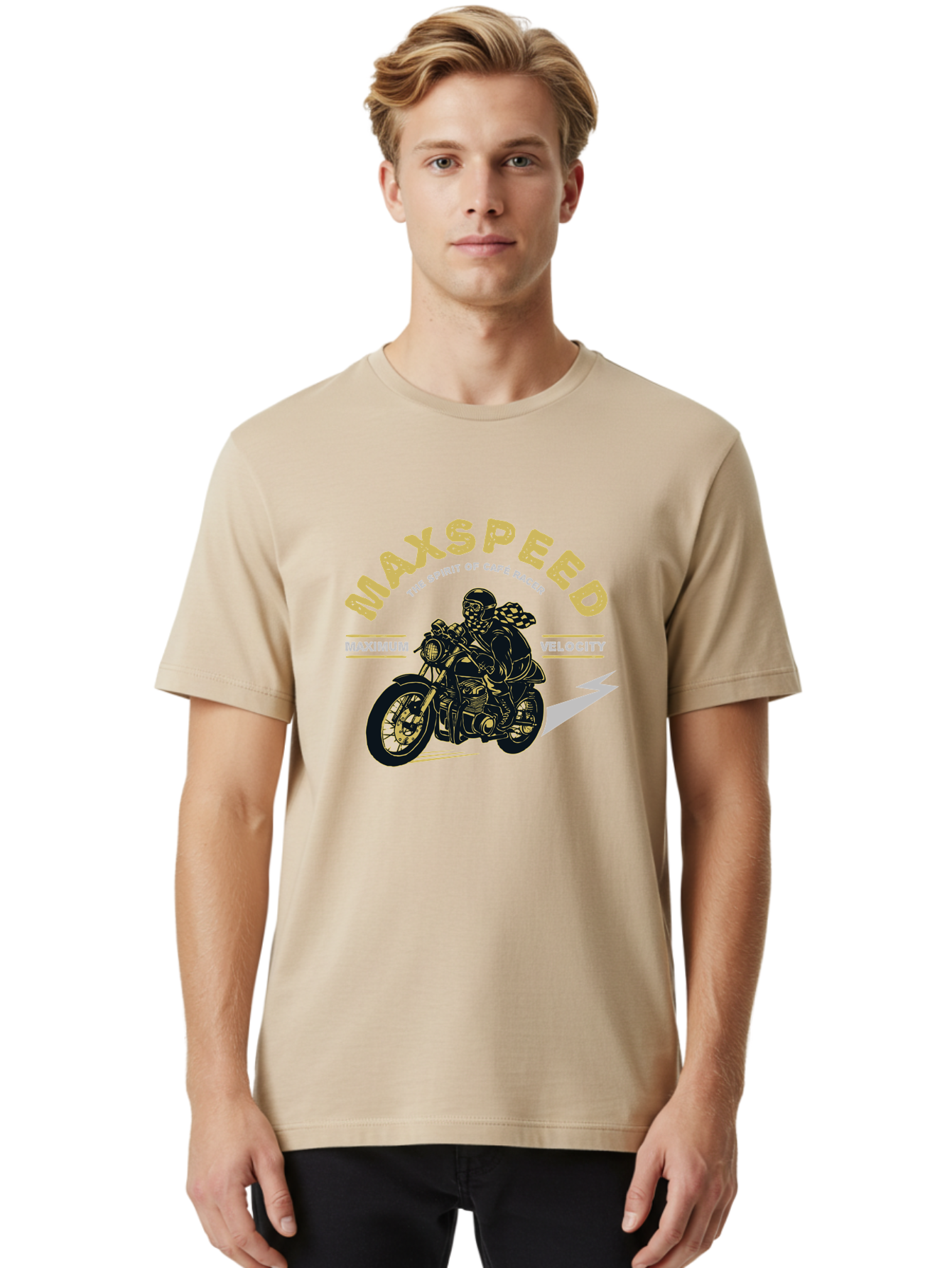 Max Speed Men'S Graphic Tee, 100% Cotton, Comfortable Casual Summer Wear, Machine Washable, Motorcycle Racing, Cape Racer, Maximum Velocity, Speed Enthusiast, Biker Culture, Racing Spirit, Vintage Motorcycle, Adventure Ride Aae492