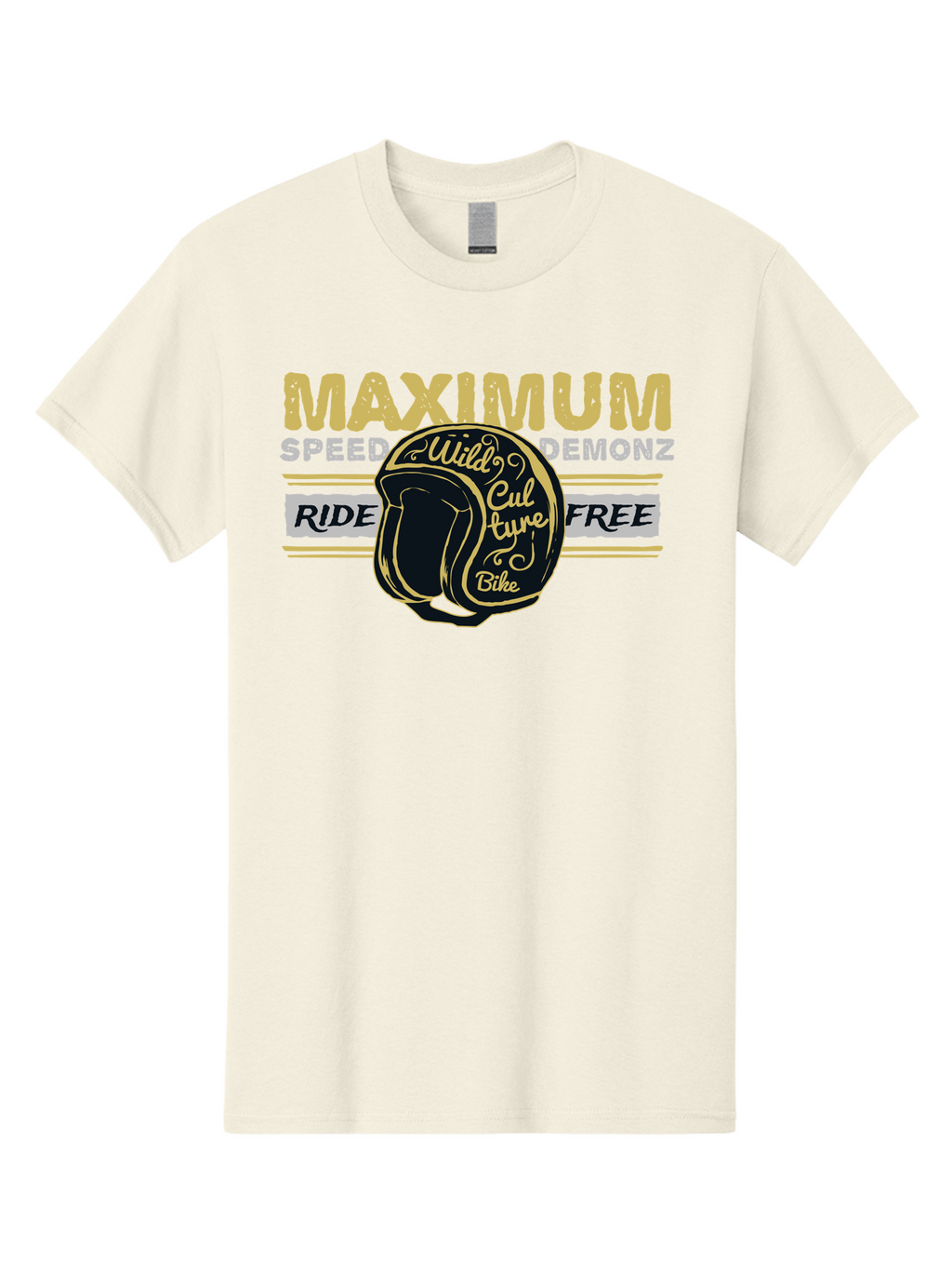 Maximum Speed Demonz Men'S Graphic Tee, 100% Cotton, Comfortable Casual Summer Wear, Machine Washable, Motorcycle Helmet, Wild Culture Bike, Ride Free, Maximum Speed, Demonz, Biker Culture, Freedom Ride Aae493