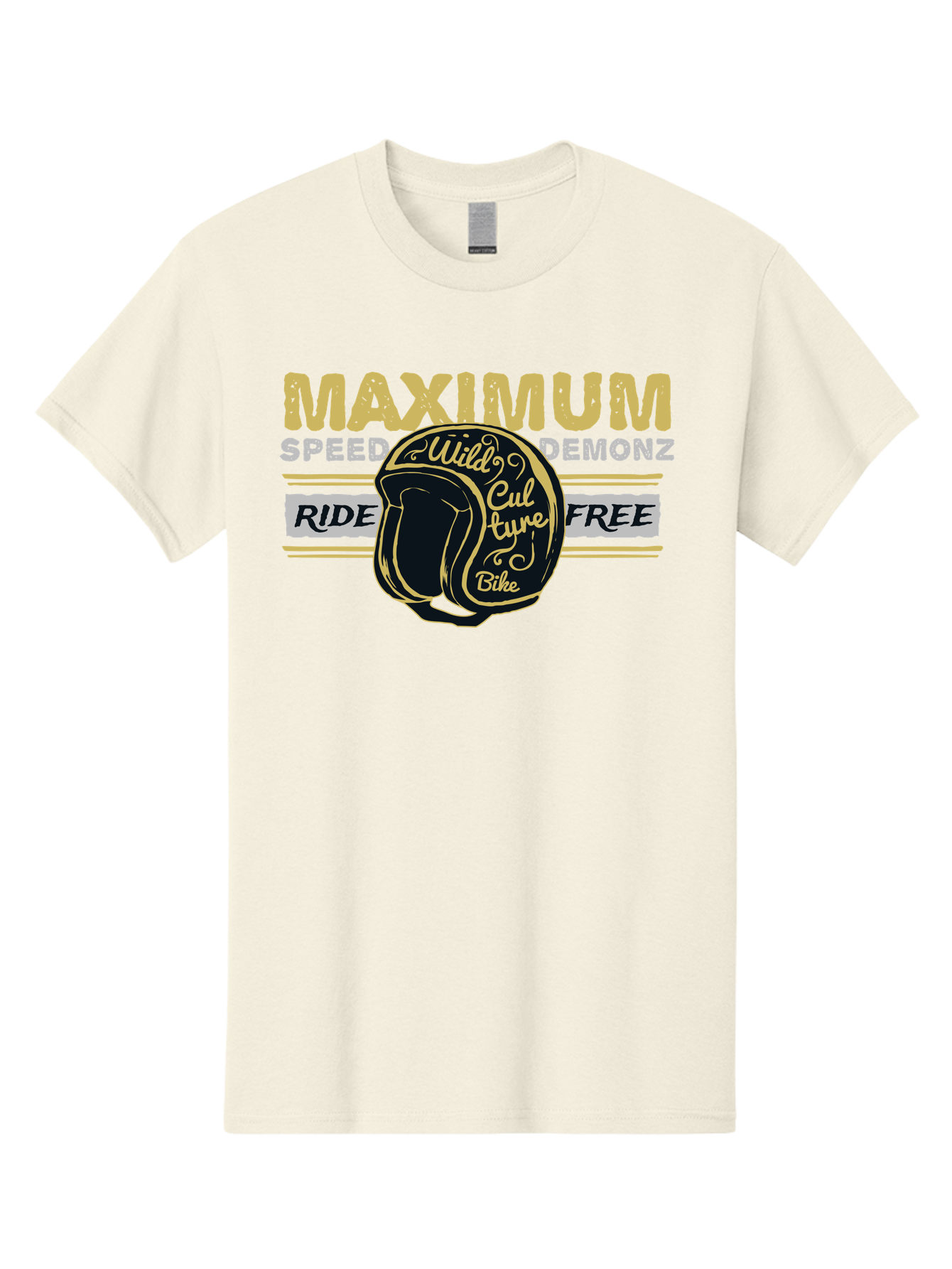 Maximum Speed Demonz Men'S Graphic Tee, 100% Cotton, Comfortable Casual Summer Wear, Machine Washable, Motorcycle Helmet, Wild Culture Bike, Ride Free, Maximum Speed, Demonz, Biker Culture, Freedom Ride Aae493