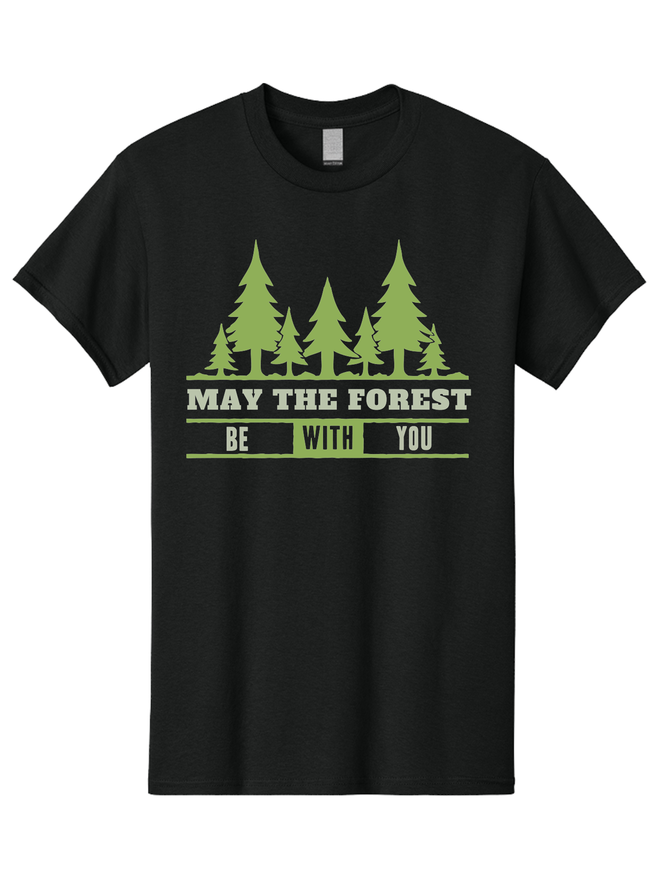 May The Forest Be With You Men'S Graphic Tee, 100% Cotton, Comfortable Casual Summer Wear, Machine Washable, Star Wars Parody, Eco-Friendly Slogans, Funny Quotes, Forest Graphics, Silhouette Trees, Geeky Humor, Nature Lover Gifts Aae494