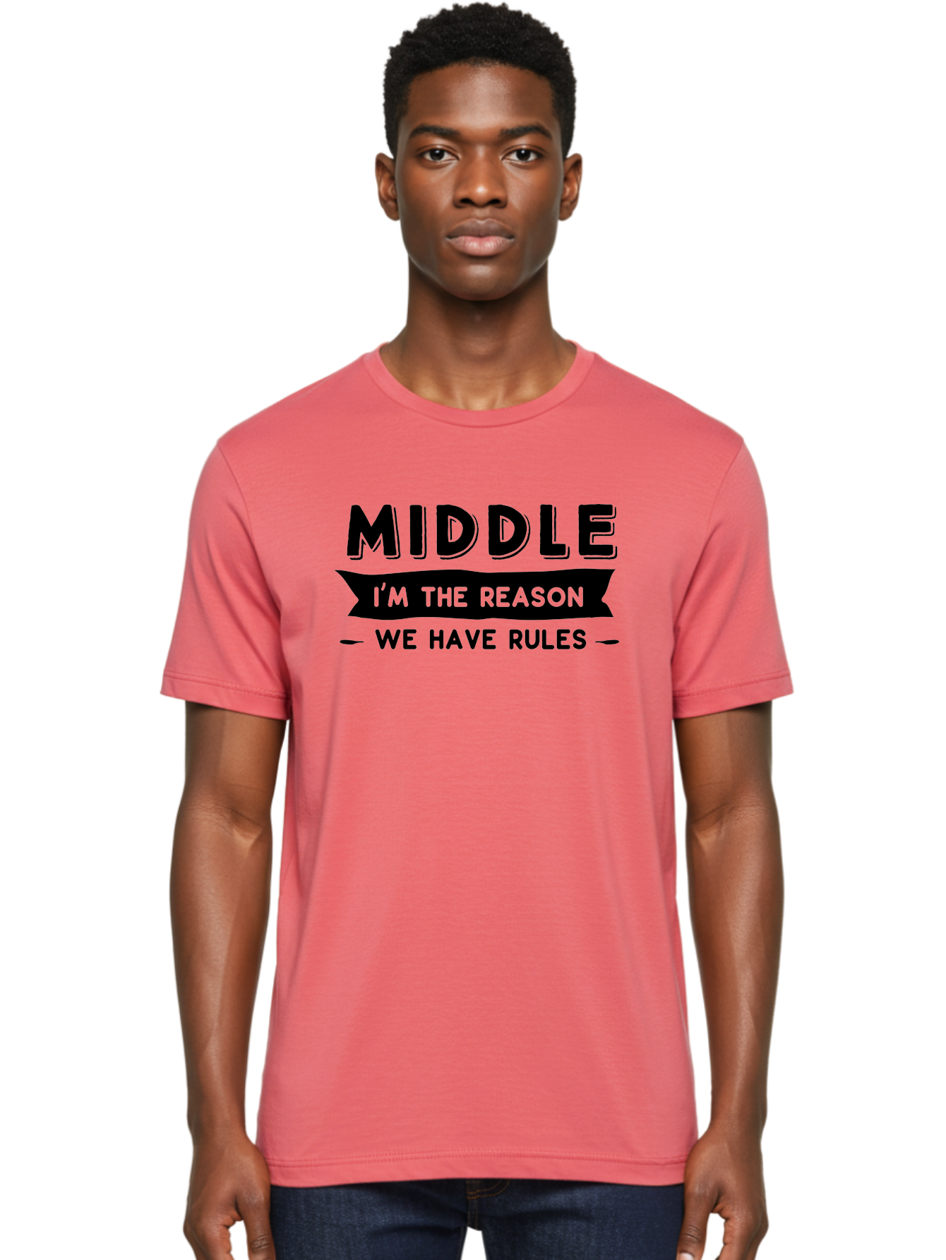 Middle - I_M The Reason Men'S Graphic Tee, 100% Cotton, Comfortable Casual Summer Wear, Machine Washable, Middle School Rules, Student Humor, Funny Quote, School Life, Teenage Humor, Sarcastic Humor, Rule Breaker, Humorous Quote, Aae500