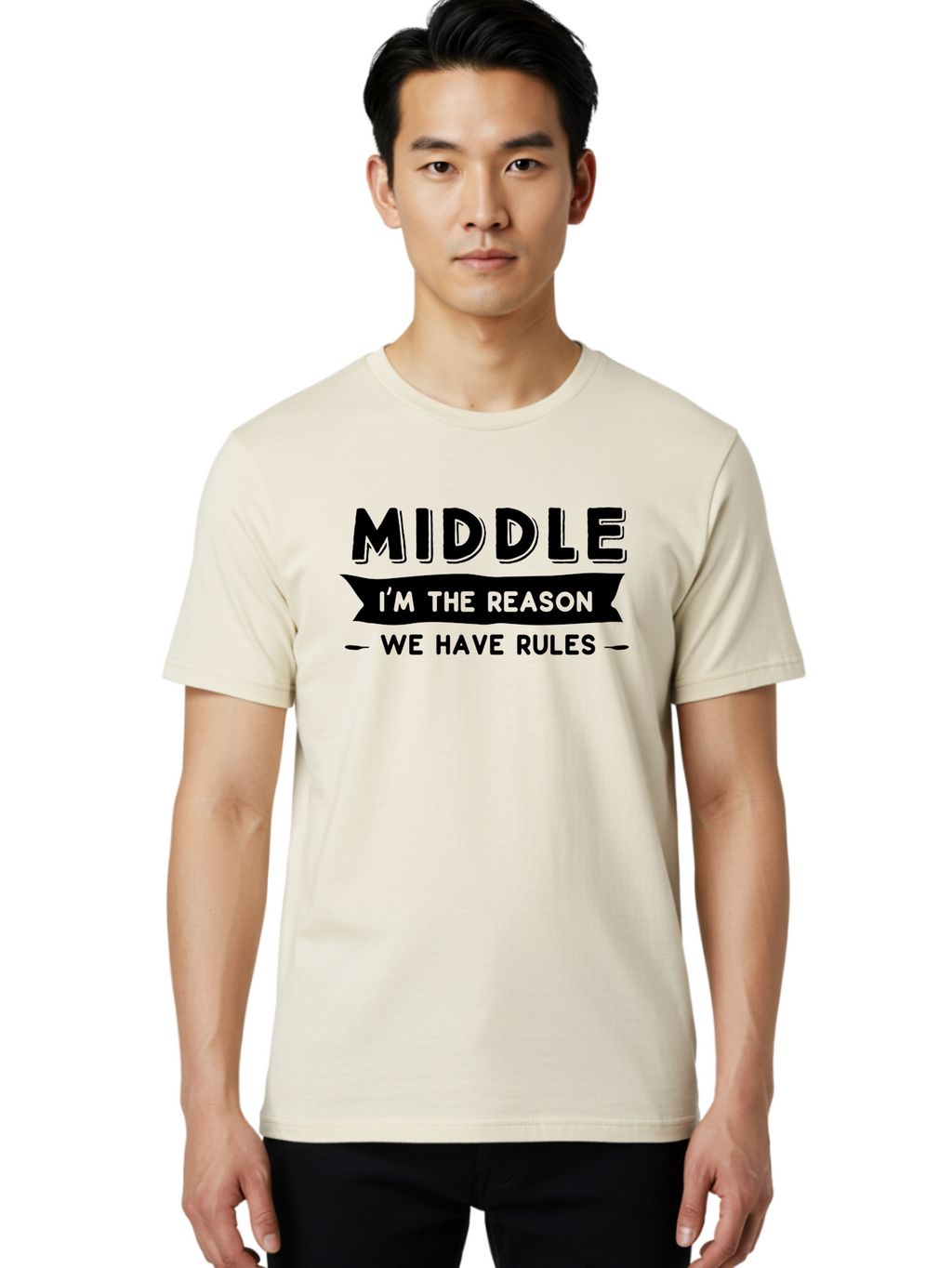 Middle - I_M The Reason Men'S Graphic Tee, 100% Cotton, Comfortable Casual Summer Wear, Machine Washable, Middle School Rules, Student Humor, Funny Quote, School Life, Teenage Humor, Sarcastic Humor, Rule Breaker, Humorous Quote, Aae500