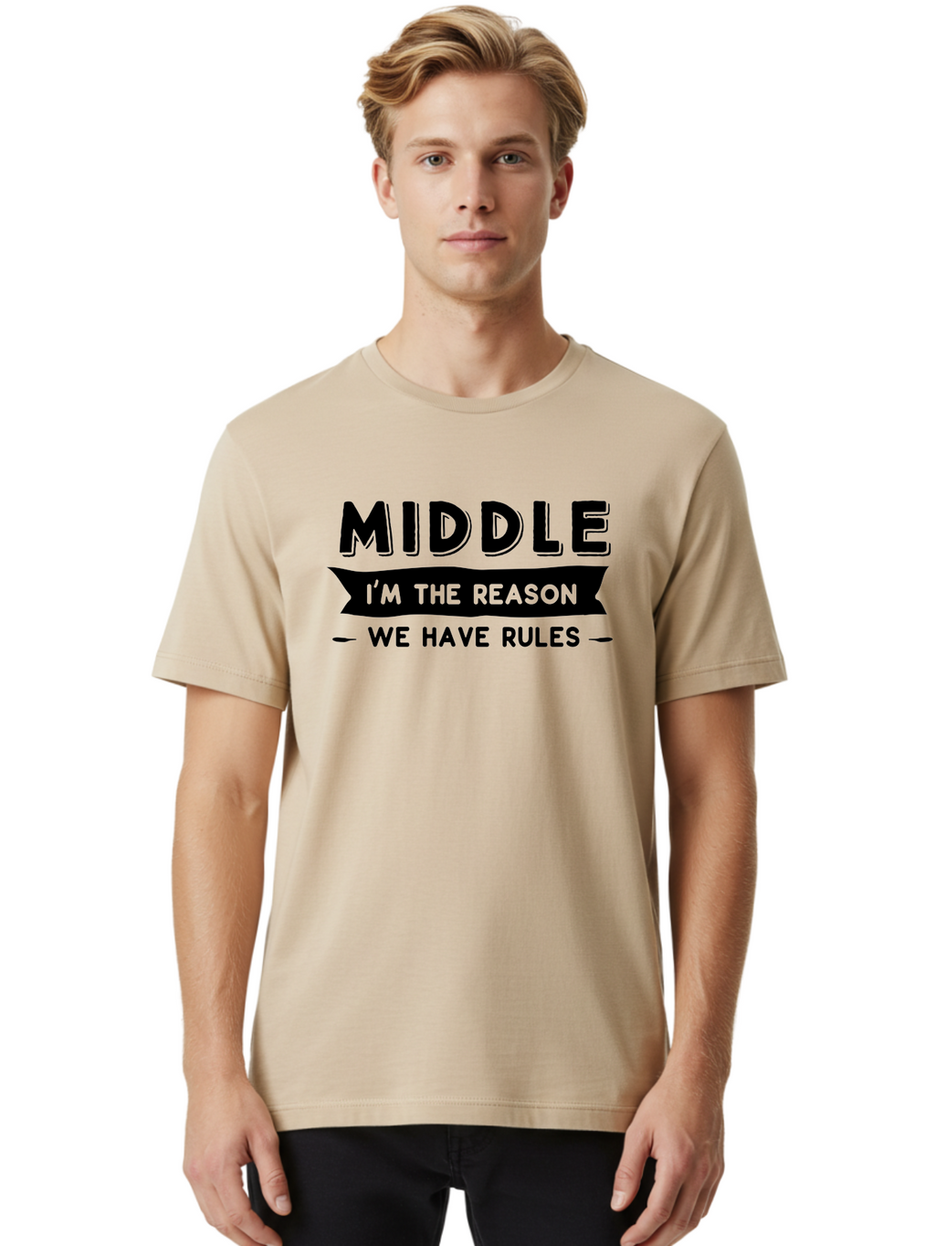Middle - I_M The Reason Men'S Graphic Tee, 100% Cotton, Comfortable Casual Summer Wear, Machine Washable, Middle School Rules, Student Humor, Funny Quote, School Life, Teenage Humor, Sarcastic Humor, Rule Breaker, Humorous Quote, Aae500