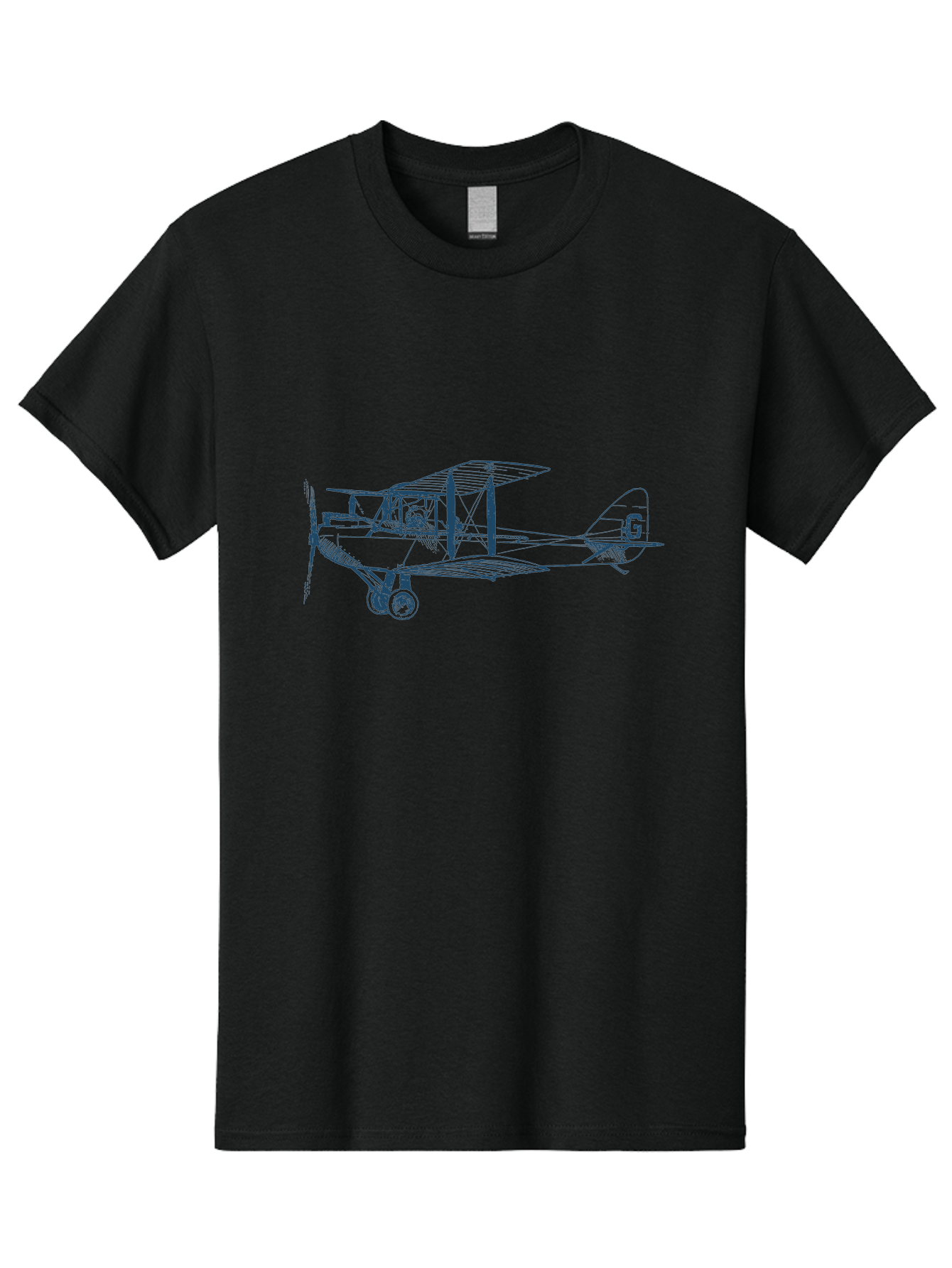 Midnight Flight Plane Men'S Graphic Tee, 100% Cotton, Comfortable Casual Summer Wear, Machine Washable, Vintage Biplane, Classic Aircraft Design, Historical Aviation, Retro Flying Machine, G Tail Identifier, Propeller Driven Plane, Aae504