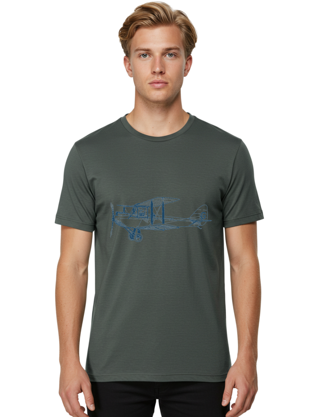 Midnight Flight Plane Men'S Graphic Tee, 100% Cotton, Comfortable Casual Summer Wear, Machine Washable, Vintage Biplane, Classic Aircraft Design, Historical Aviation, Retro Flying Machine, G Tail Identifier, Propeller Driven Plane, Aae504