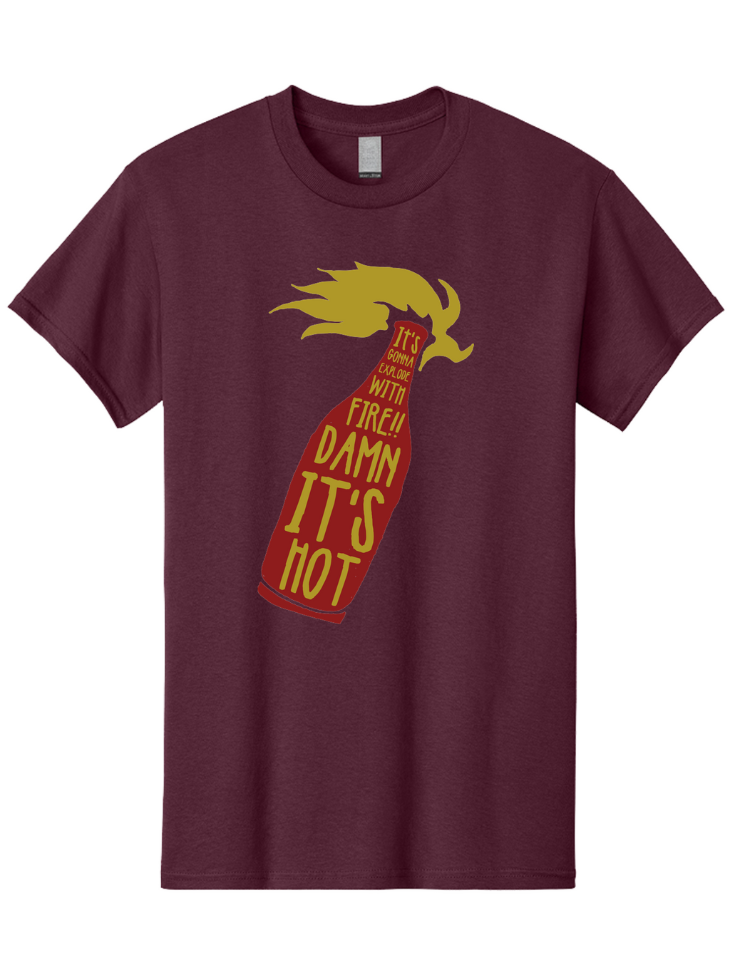 Molotov Explode Men'S Graphic Tee, 100% Cotton, Comfortable Casual Summer Wear, Machine Washable, Hot Sauce, Spicy Food, Condiment Bottle, Fire, Explosion, Bold Typography, Fiery Flavor, Culinary Art Aae506
