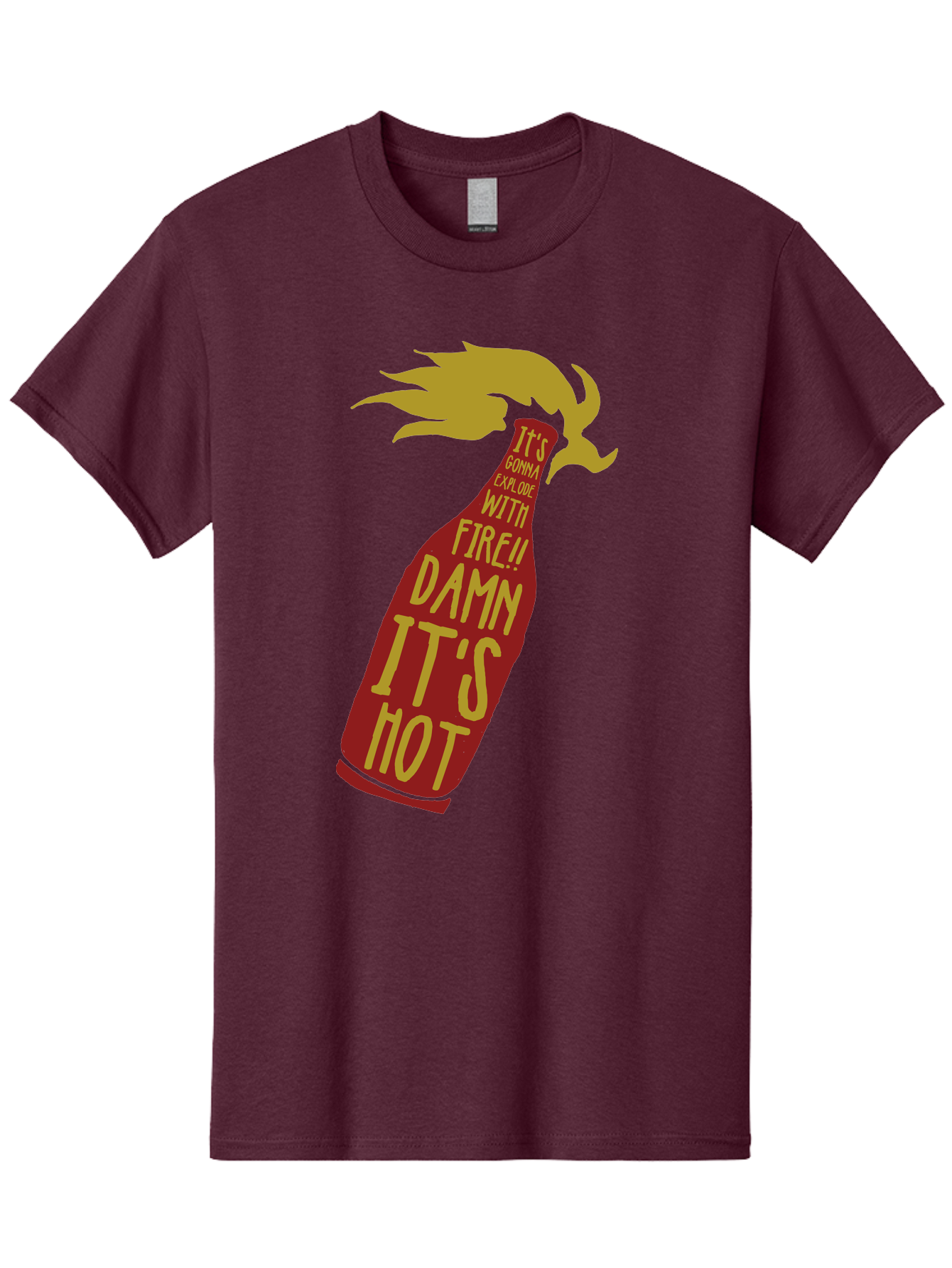 Molotov Explode Men'S Graphic Tee, 100% Cotton, Comfortable Casual Summer Wear, Machine Washable, Hot Sauce, Spicy Food, Condiment Bottle, Fire, Explosion, Bold Typography, Fiery Flavor, Culinary Art Aae506