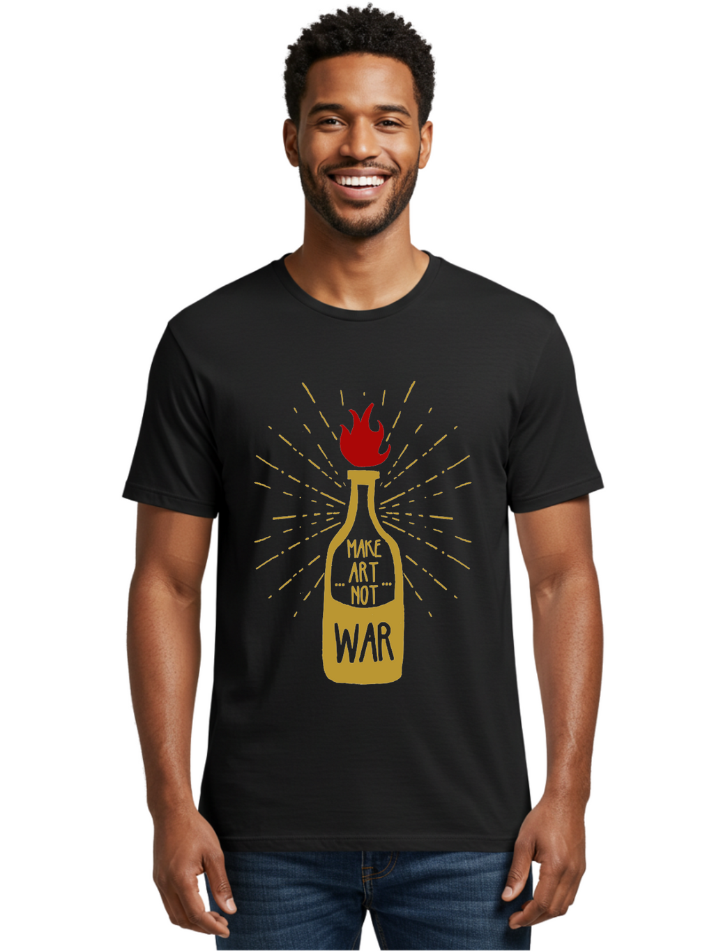 Molotov Solution Men'S Graphic Tee, 100% Cotton, Comfortable Casual Summer Wear, Machine Washable, Molotov Cocktail, Protest Art, Anti-War Message, Fiery Passion, Creative Activism, Peace Movement, Social Commentary, Fiery Protest Aae507