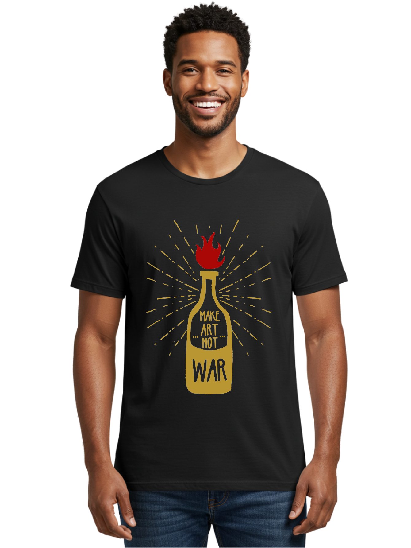 Molotov Solution Men'S Graphic Tee, 100% Cotton, Comfortable Casual Summer Wear, Machine Washable, Molotov Cocktail, Protest Art, Anti-War Message, Fiery Passion, Creative Activism, Peace Movement, Social Commentary, Fiery Protest Aae507
