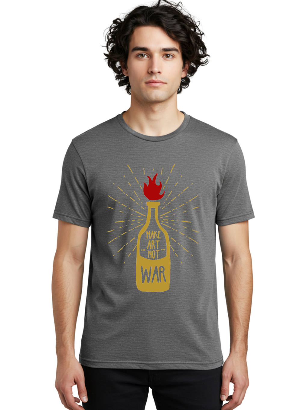 Molotov Solution Men'S Graphic Tee, 100% Cotton, Comfortable Casual Summer Wear, Machine Washable, Molotov Cocktail, Protest Art, Anti-War Message, Fiery Passion, Creative Activism, Peace Movement, Social Commentary, Fiery Protest Aae507