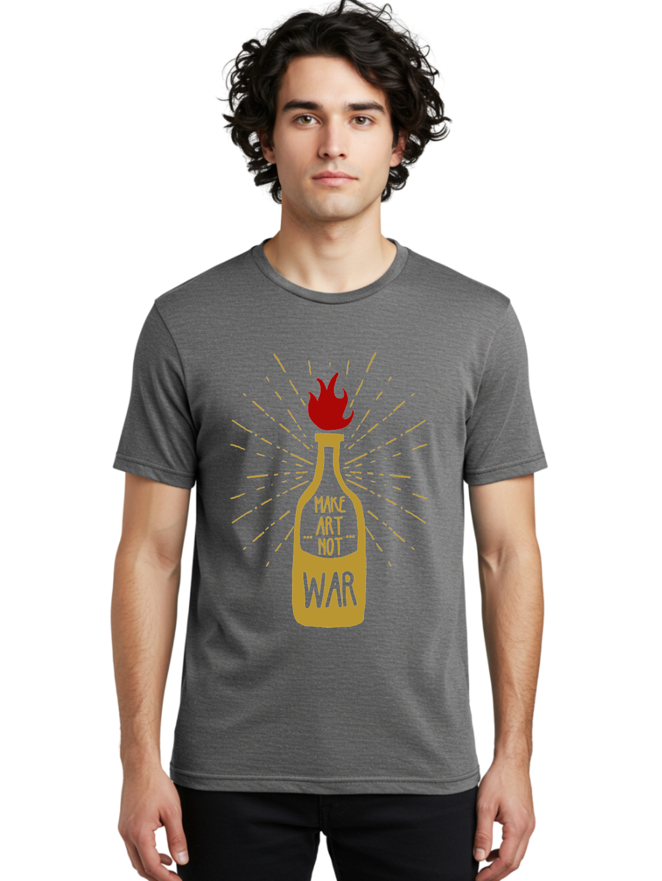 Molotov Solution Men'S Graphic Tee, 100% Cotton, Comfortable Casual Summer Wear, Machine Washable, Molotov Cocktail, Protest Art, Anti-War Message, Fiery Passion, Creative Activism, Peace Movement, Social Commentary, Fiery Protest Aae507