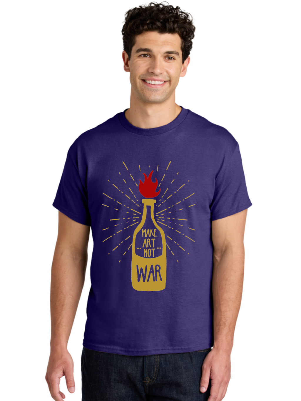 Molotov Solution Men'S Graphic Tee, 100% Cotton, Comfortable Casual Summer Wear, Machine Washable, Molotov Cocktail, Protest Art, Anti-War Message, Fiery Passion, Creative Activism, Peace Movement, Social Commentary, Fiery Protest Aae507
