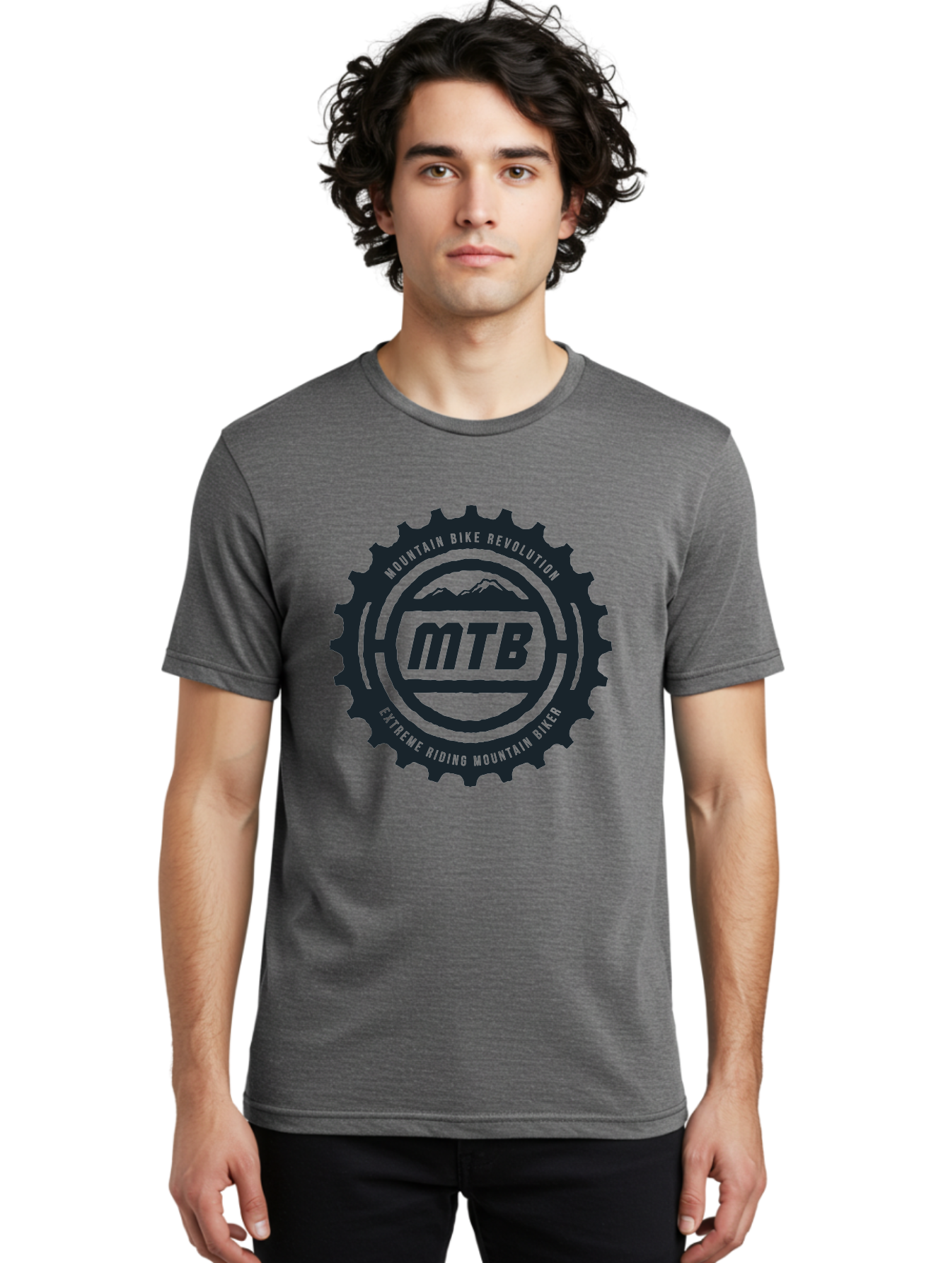 Mountain Bike Men'S Graphic Tee, 100% Cotton, Comfortable Casual Summer Wear, Machine Washable, Mountain Bike Revolution, Extreme Riding, Mountain Biking, Mtb, Cycling Gear, Adventure Sports, Outdoor Enthusiasts, Action-Packed, Thrill-Seeking, Aae511