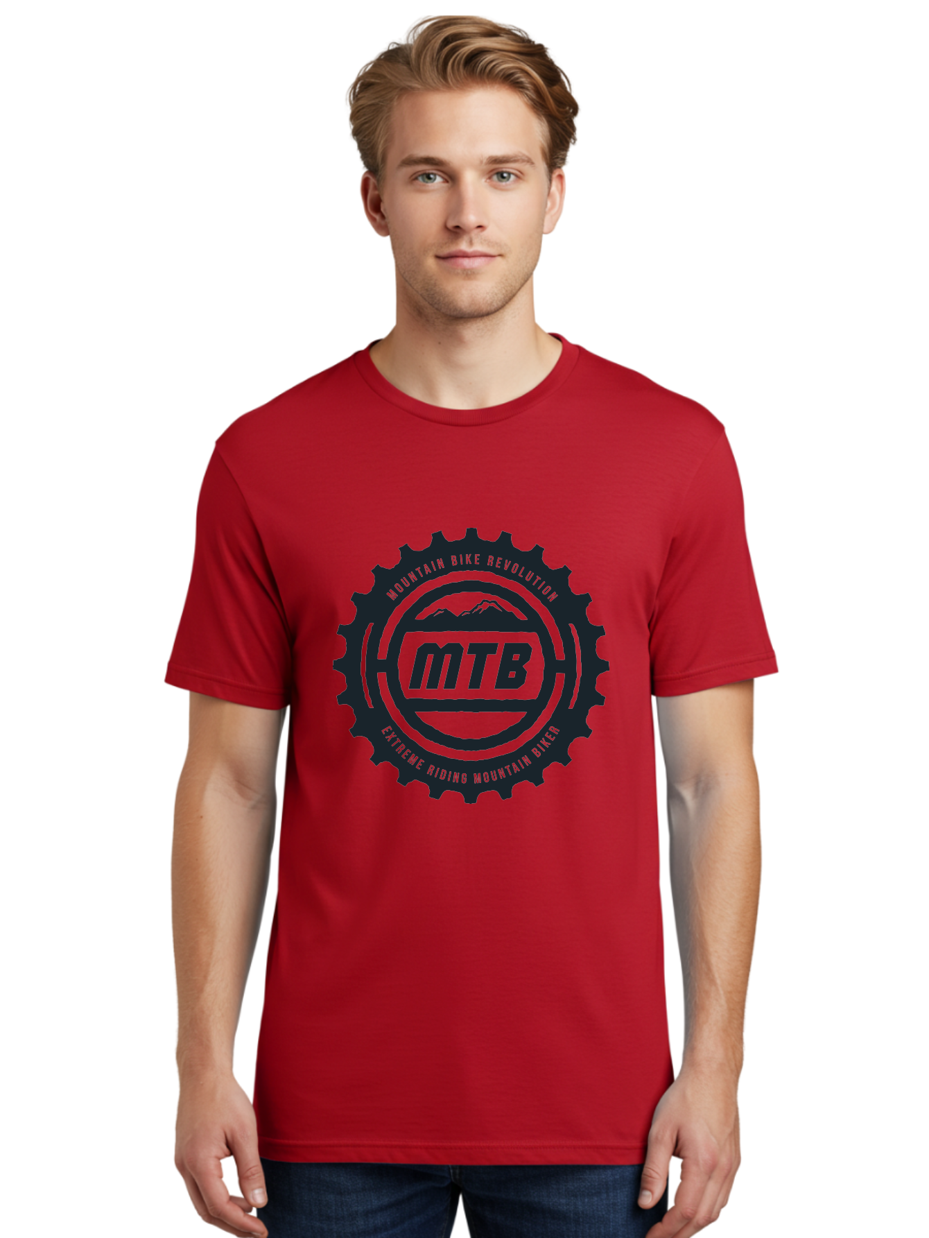 Mountain Bike Men'S Graphic Tee, 100% Cotton, Comfortable Casual Summer Wear, Machine Washable, Mountain Bike Revolution, Extreme Riding, Mountain Biking, Mtb, Cycling Gear, Adventure Sports, Outdoor Enthusiasts, Action-Packed, Thrill-Seeking, Aae511