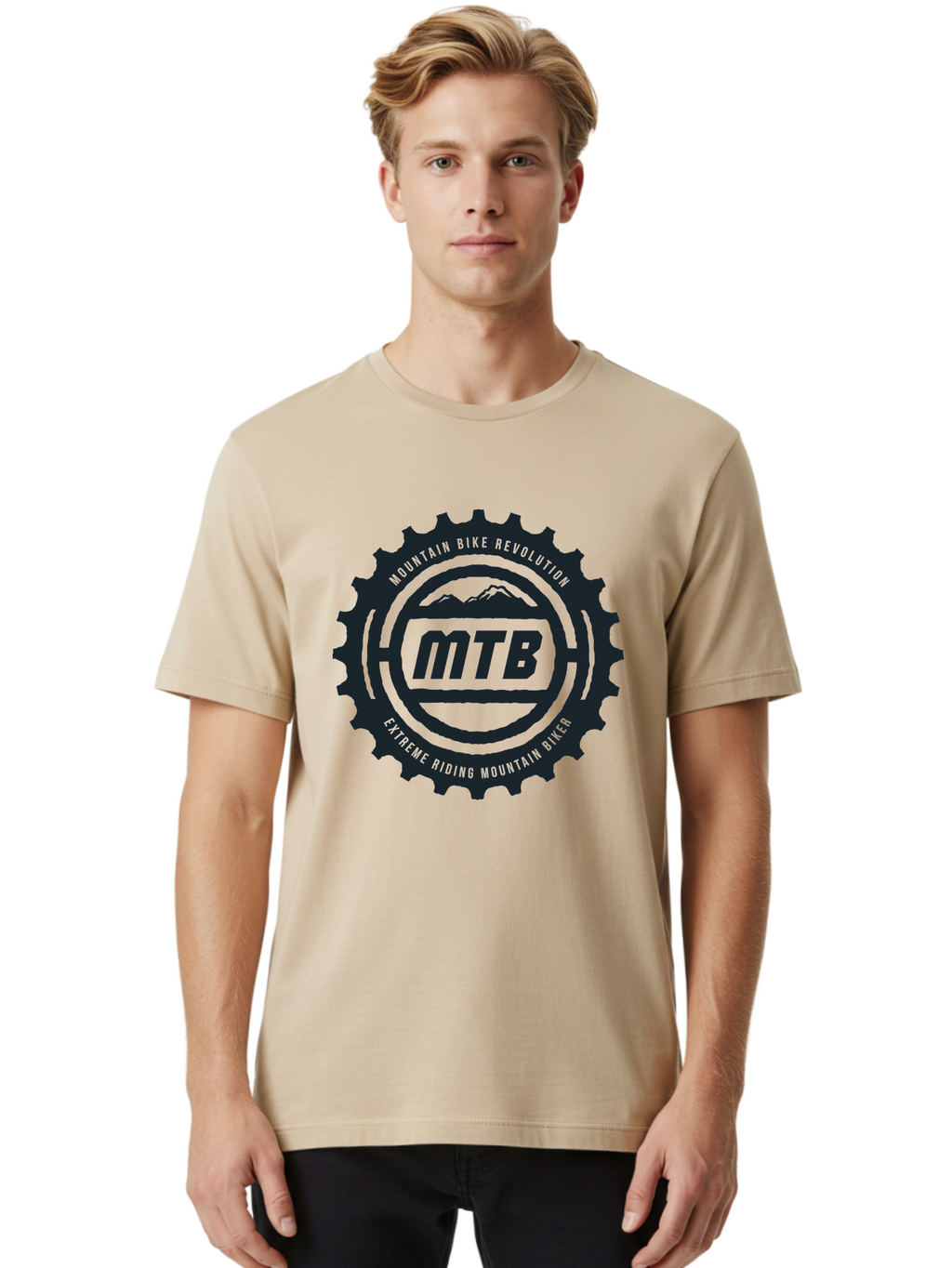 Mountain Bike Men'S Graphic Tee, 100% Cotton, Comfortable Casual Summer Wear, Machine Washable, Mountain Bike Revolution, Extreme Riding, Mountain Biking, Mtb, Cycling Gear, Adventure Sports, Outdoor Enthusiasts, Action-Packed, Thrill-Seeking, Aae511