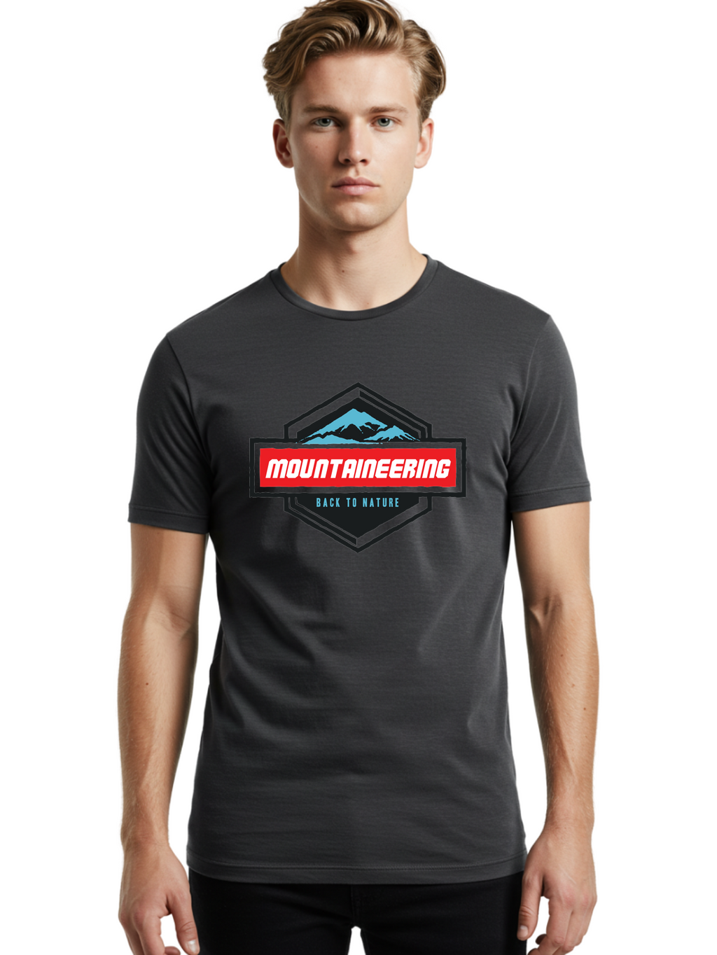 Mountaineering Men'S Graphic Tee, 100% Cotton, Comfortable Casual Summer Wear, Machine Washable, Mountain Landscape, Outdoor Adventures, Nature Escapes, Mountaineering Gear, Hiking Trails, Wilderness Exploration, Outdoor Recreation, Aae512