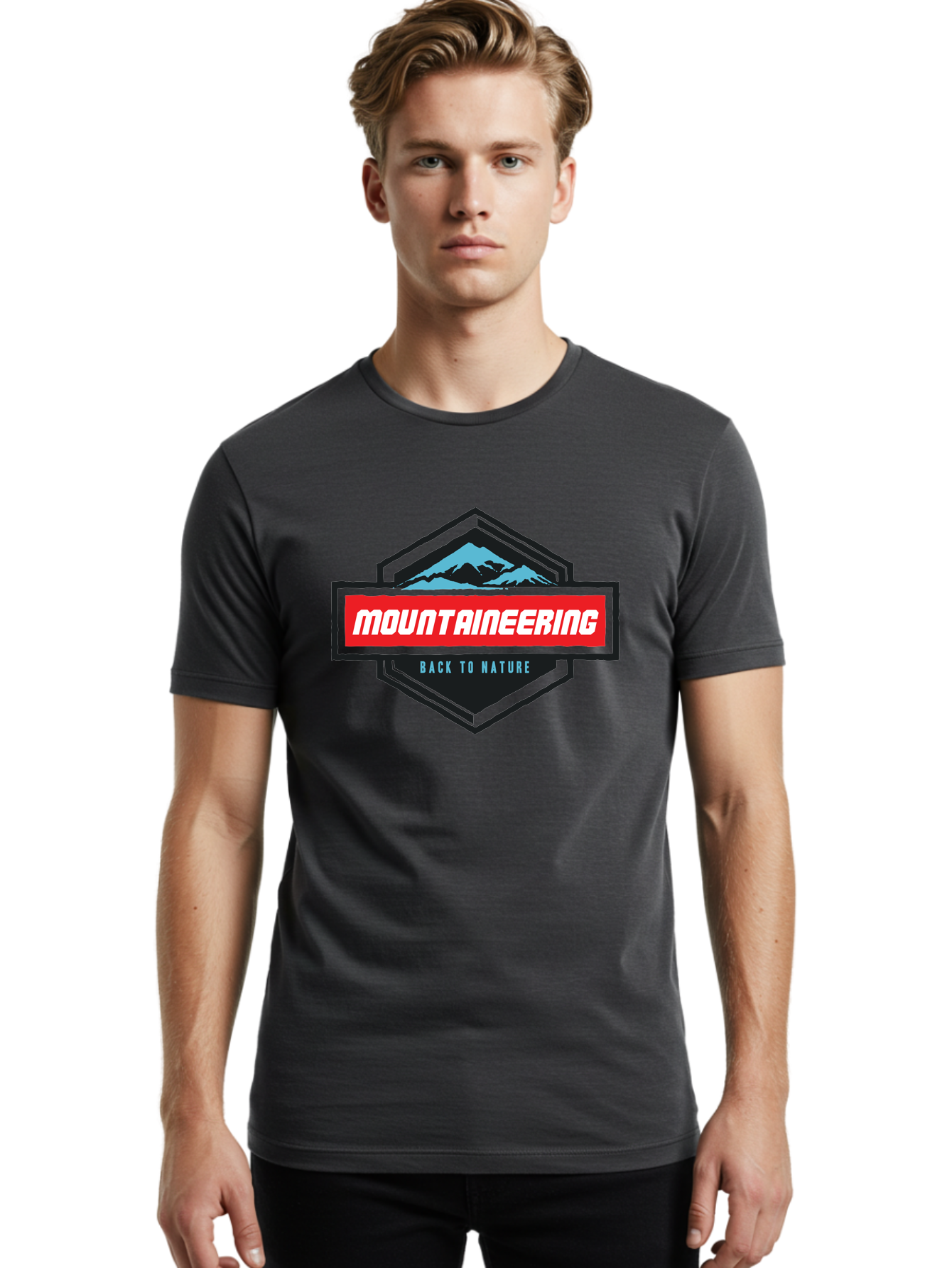 Mountaineering Men'S Graphic Tee, 100% Cotton, Comfortable Casual Summer Wear, Machine Washable, Mountain Landscape, Outdoor Adventures, Nature Escapes, Mountaineering Gear, Hiking Trails, Wilderness Exploration, Outdoor Recreation, Aae512