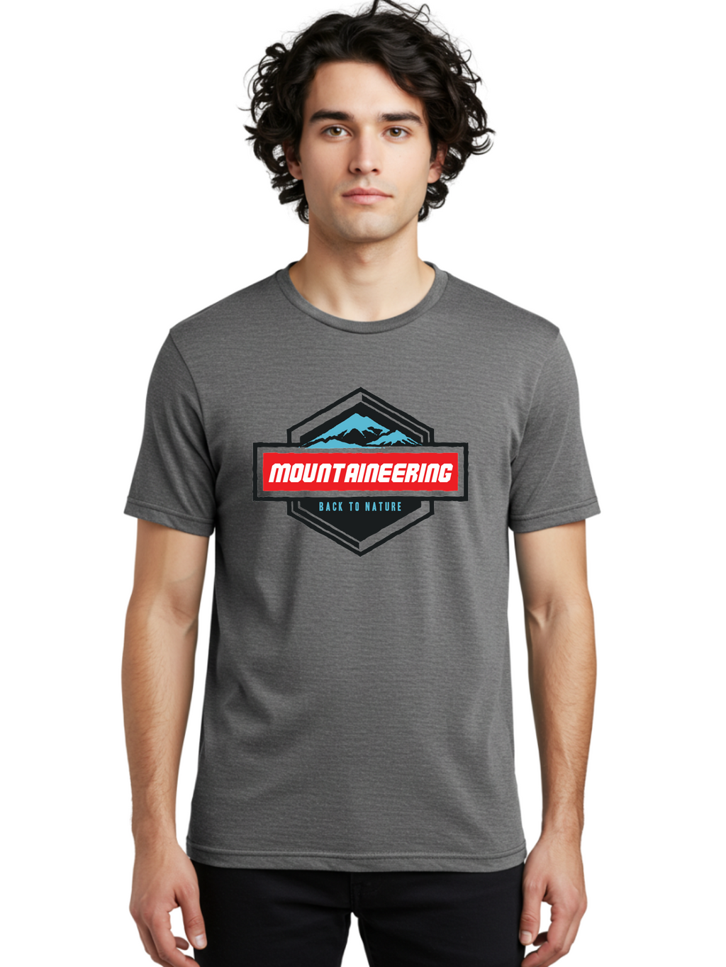 Mountaineering Men'S Graphic Tee, 100% Cotton, Comfortable Casual Summer Wear, Machine Washable, Mountain Landscape, Outdoor Adventures, Nature Escapes, Mountaineering Gear, Hiking Trails, Wilderness Exploration, Outdoor Recreation, Aae512