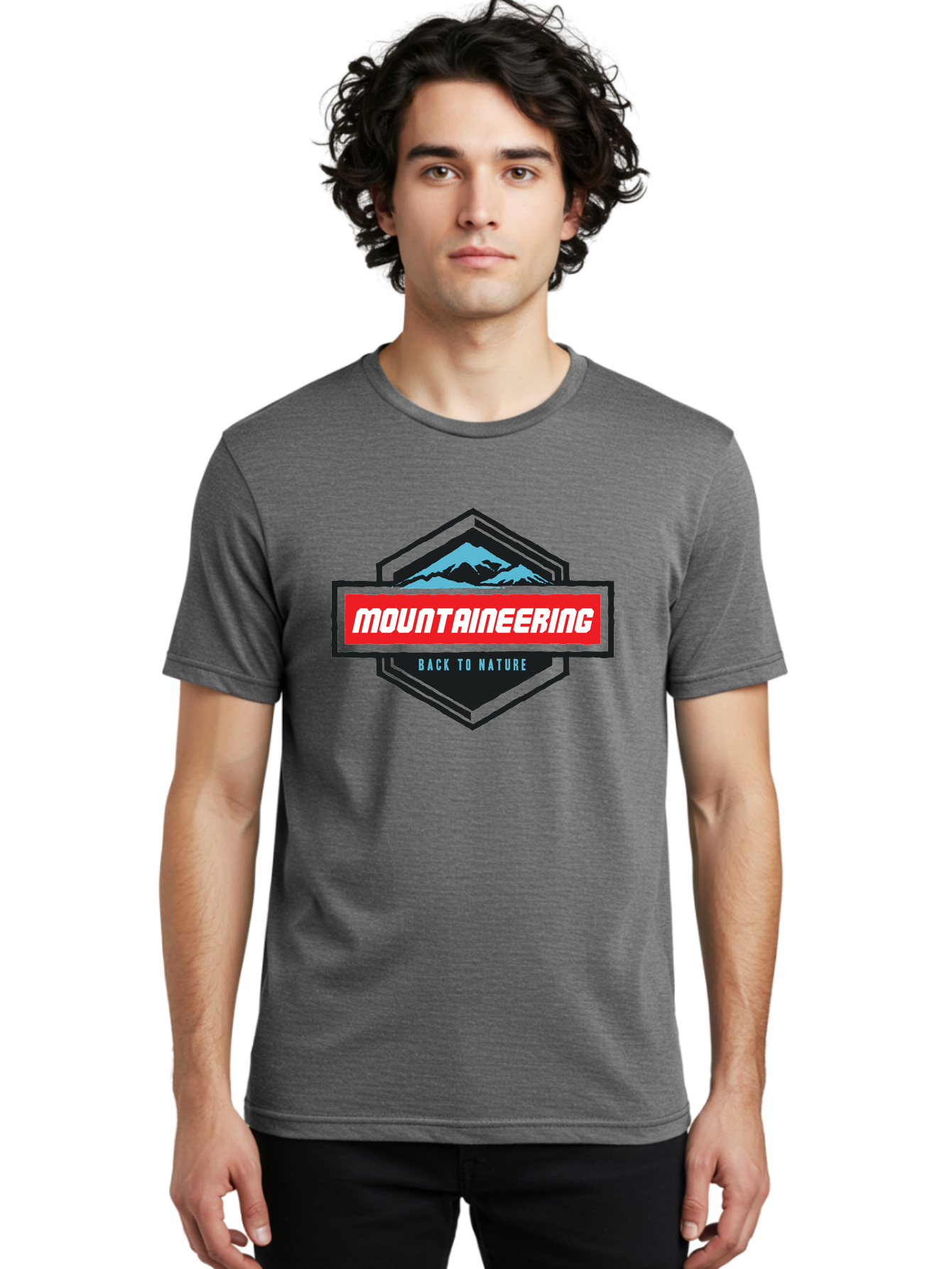 Mountaineering Men'S Graphic Tee, 100% Cotton, Comfortable Casual Summer Wear, Machine Washable, Mountain Landscape, Outdoor Adventures, Nature Escapes, Mountaineering Gear, Hiking Trails, Wilderness Exploration, Outdoor Recreation, Aae512
