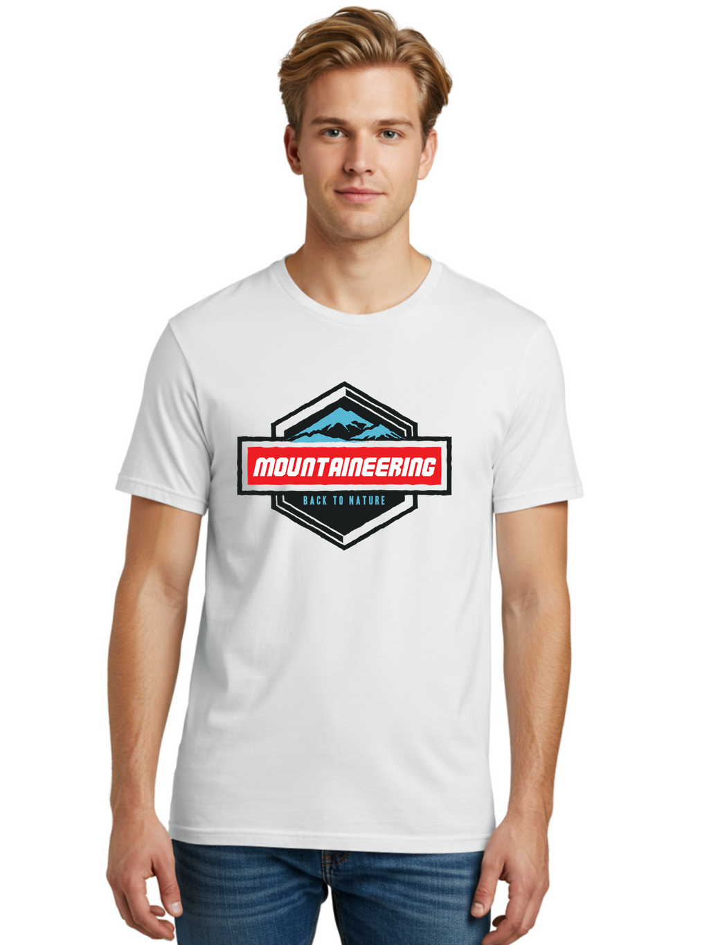 Mountaineering Men'S Graphic Tee, 100% Cotton, Comfortable Casual Summer Wear, Machine Washable, Mountain Landscape, Outdoor Adventures, Nature Escapes, Mountaineering Gear, Hiking Trails, Wilderness Exploration, Outdoor Recreation, Aae512