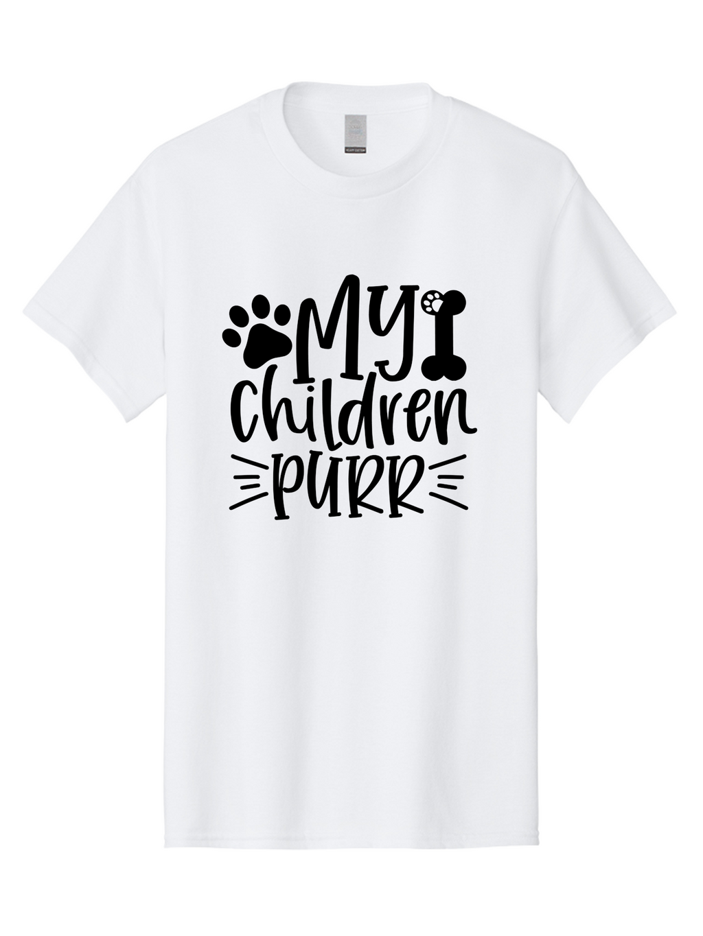My Children Purr Men'S Graphic Tee, 100% Cotton, Comfortable Casual Summer Wear, Machine Washable, Funny Cat Quote, Cat Mom Humor, Cat Lover Gift, Paw Print Design, Dog Bone Graphic, Pet Parenting, Whimsical Typography Aae518