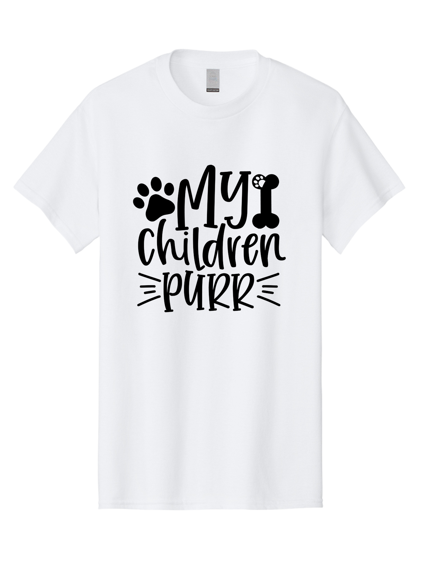 My Children Purr Men'S Graphic Tee, 100% Cotton, Comfortable Casual Summer Wear, Machine Washable, Funny Cat Quote, Cat Mom Humor, Cat Lover Gift, Paw Print Design, Dog Bone Graphic, Pet Parenting, Whimsical Typography Aae518