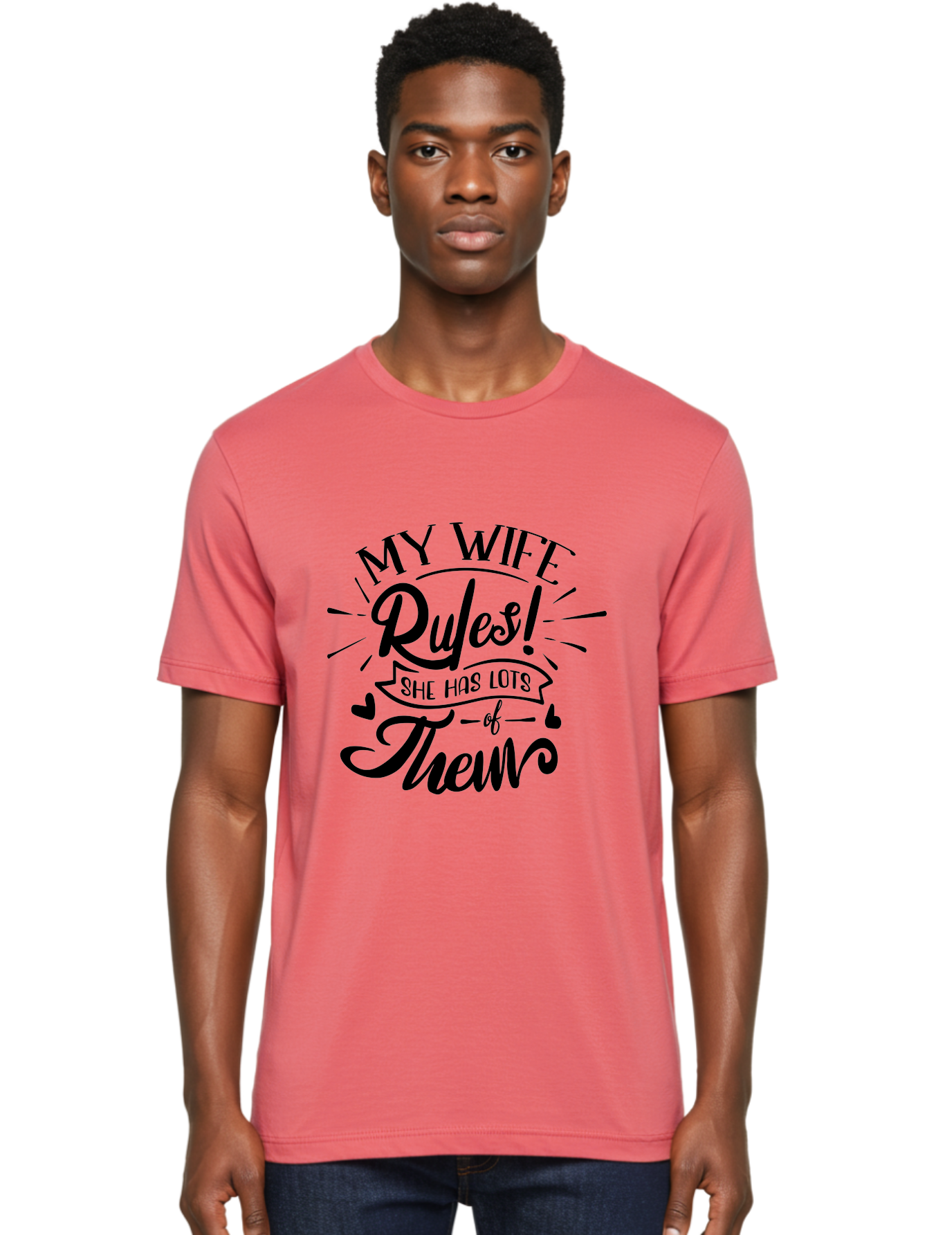 My Wife Rules-B Men'S Graphic Tee, 100% Cotton, Comfortable Casual Summer Wear, Machine Washable, Funny Quote, Humorous Saying, Marriage Humor, Wife Rules, Playful Typography, Relationship Goals, Witty Phrase, Cute Design Aae523