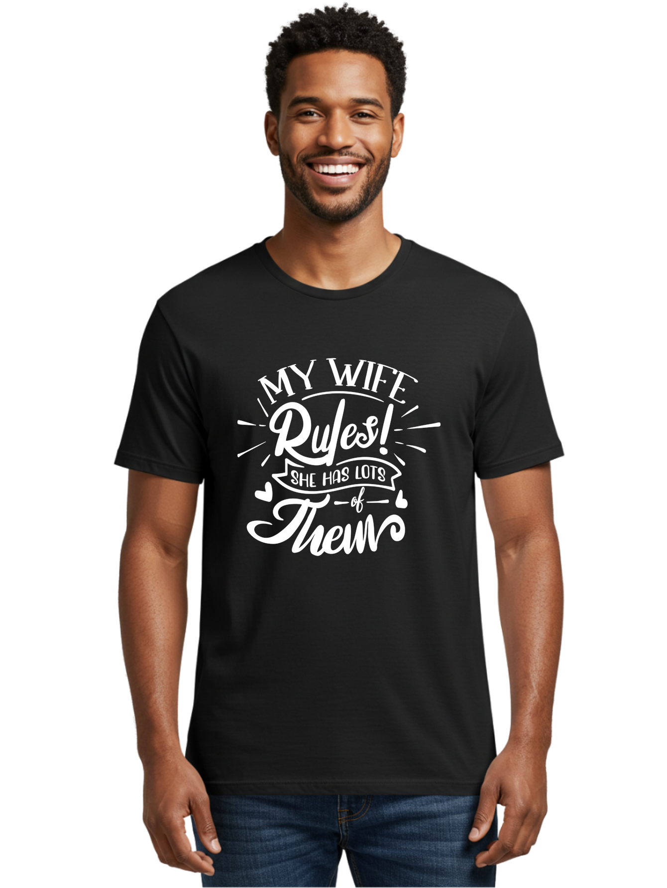 My Wife Rules-W Men'S Graphic Tee, 100% Cotton, Comfortable Casual Summer Wear, Machine Washable, Funny Quote, Wife Rules, Humorous Saying, Marriage Joke, Funny T-Shirt, Witty Phrase, Relationship Humor, Playful Design Aae524