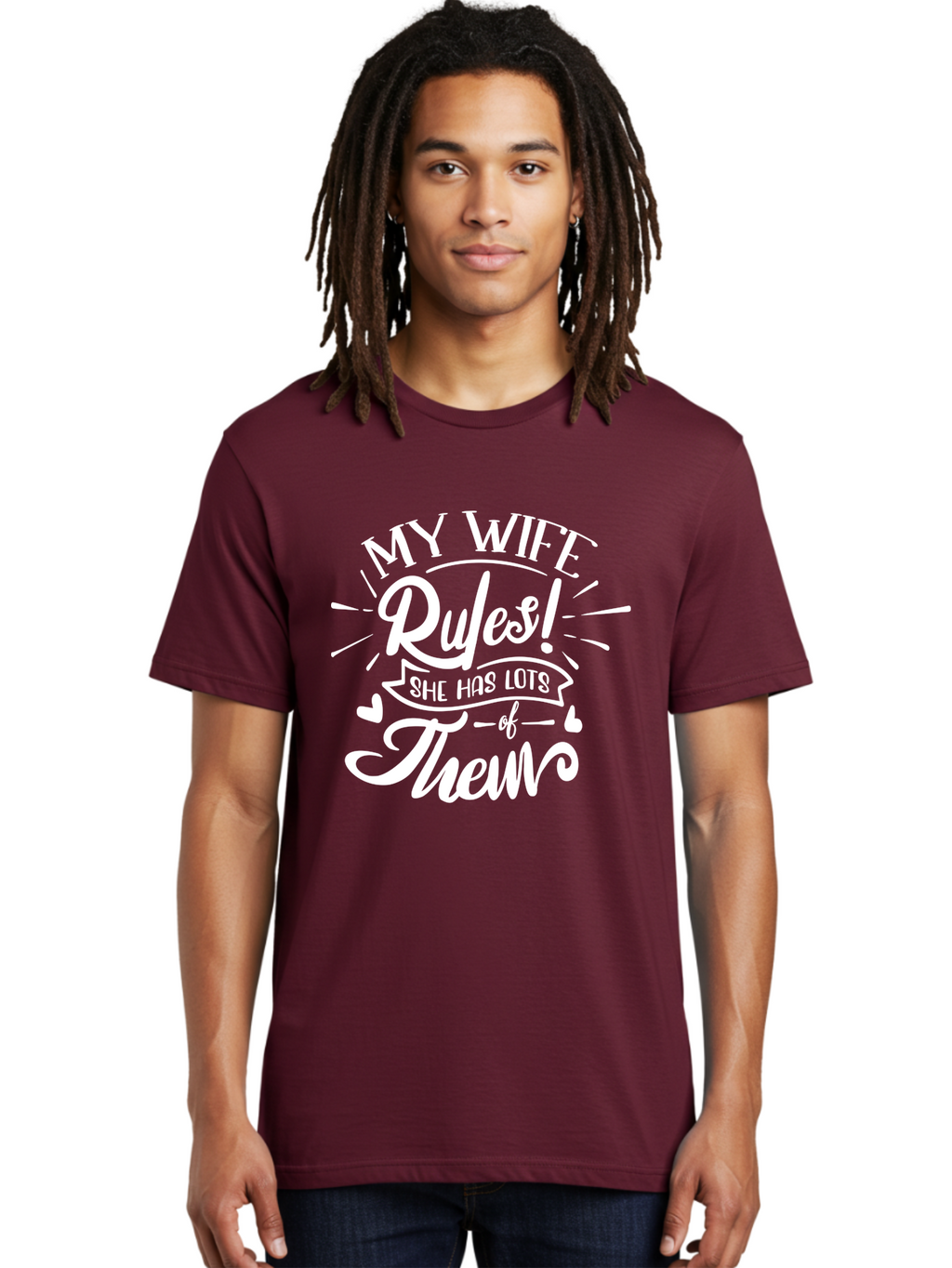 My Wife Rules-W Men'S Graphic Tee, 100% Cotton, Comfortable Casual Summer Wear, Machine Washable, Funny Quote, Wife Rules, Humorous Saying, Marriage Joke, Funny T-Shirt, Witty Phrase, Relationship Humor, Playful Design Aae524