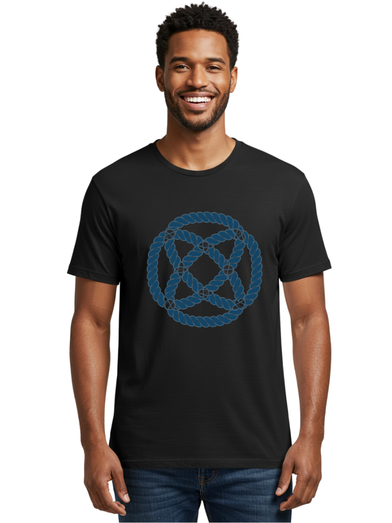 Mystic Rope Grid Men'S Graphic Tee, 100% Cotton, Comfortable Casual Summer Wear, Machine Washable, Celtic Knot, Interlocking Pattern, Rope Design, Twisted Elements, Abstract Shape, Geometric Form, Symbolic Icon, Traditional Motif, Aae528