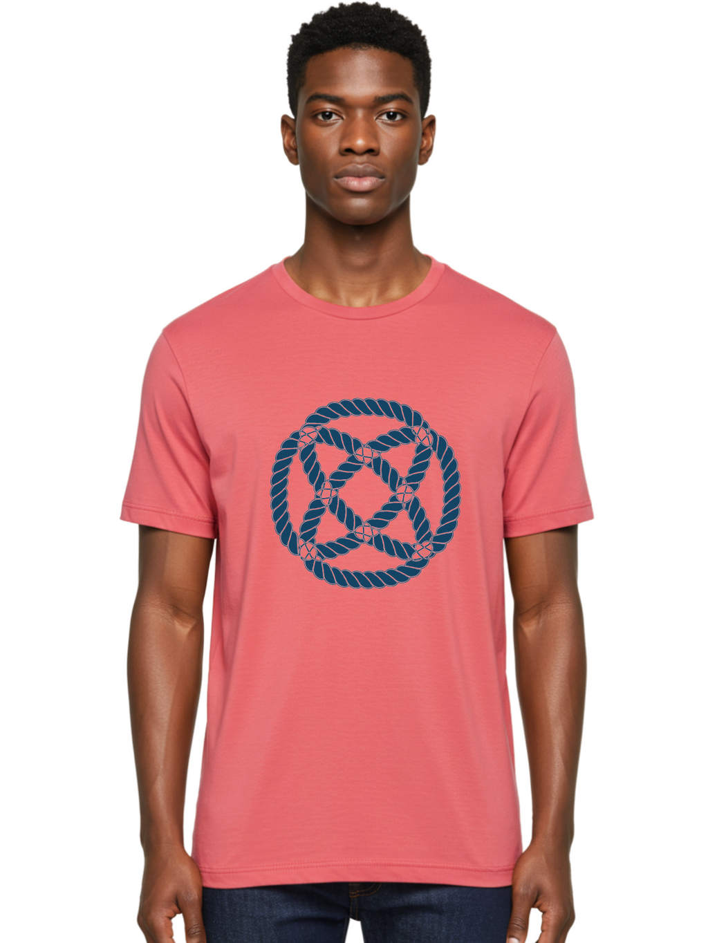 Mystic Rope Grid Men'S Graphic Tee, 100% Cotton, Comfortable Casual Summer Wear, Machine Washable, Celtic Knot, Interlocking Pattern, Rope Design, Twisted Elements, Abstract Shape, Geometric Form, Symbolic Icon, Traditional Motif, Aae528