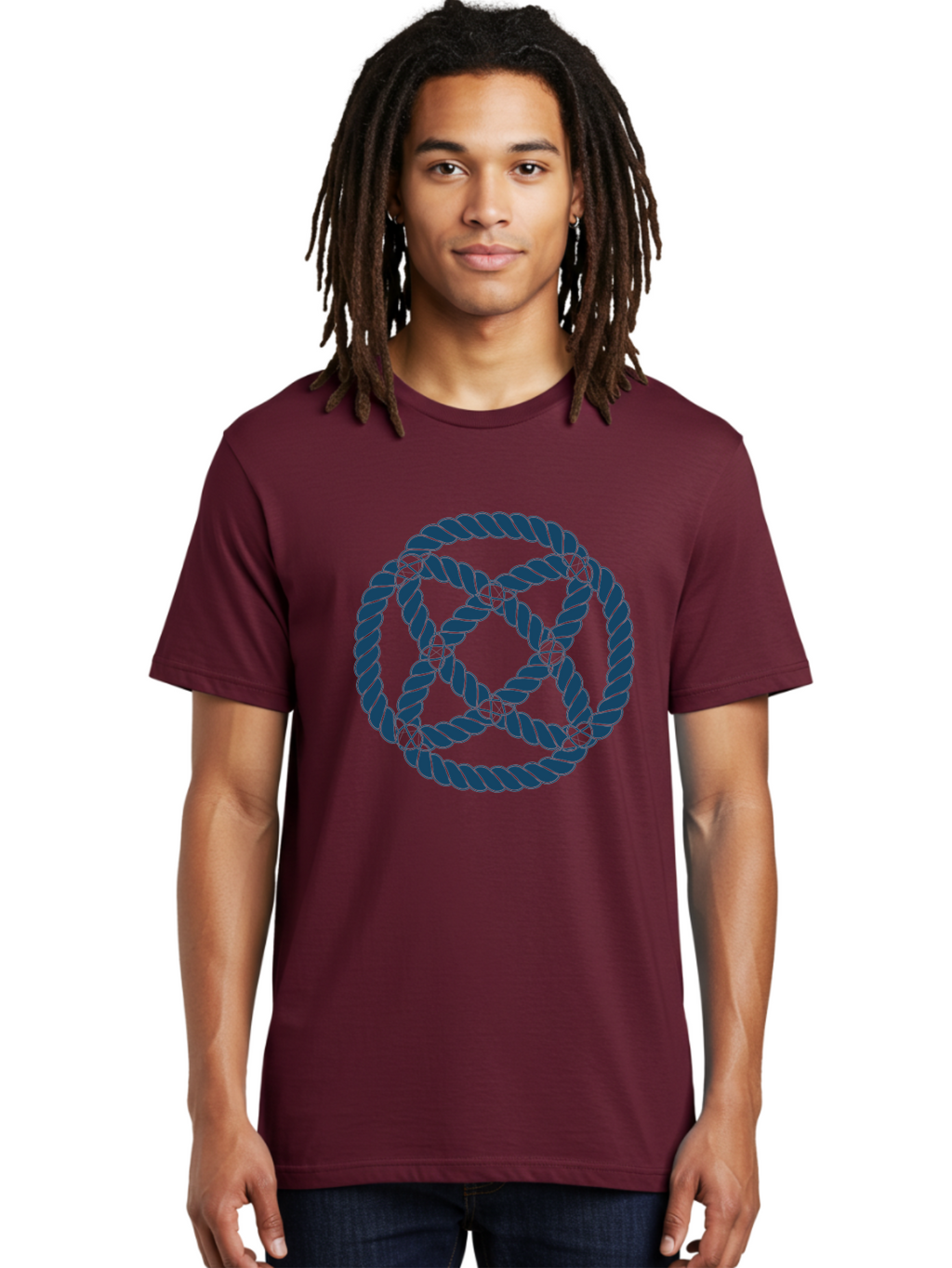 Mystic Rope Grid Men'S Graphic Tee, 100% Cotton, Comfortable Casual Summer Wear, Machine Washable, Celtic Knot, Interlocking Pattern, Rope Design, Twisted Elements, Abstract Shape, Geometric Form, Symbolic Icon, Traditional Motif, Aae528
