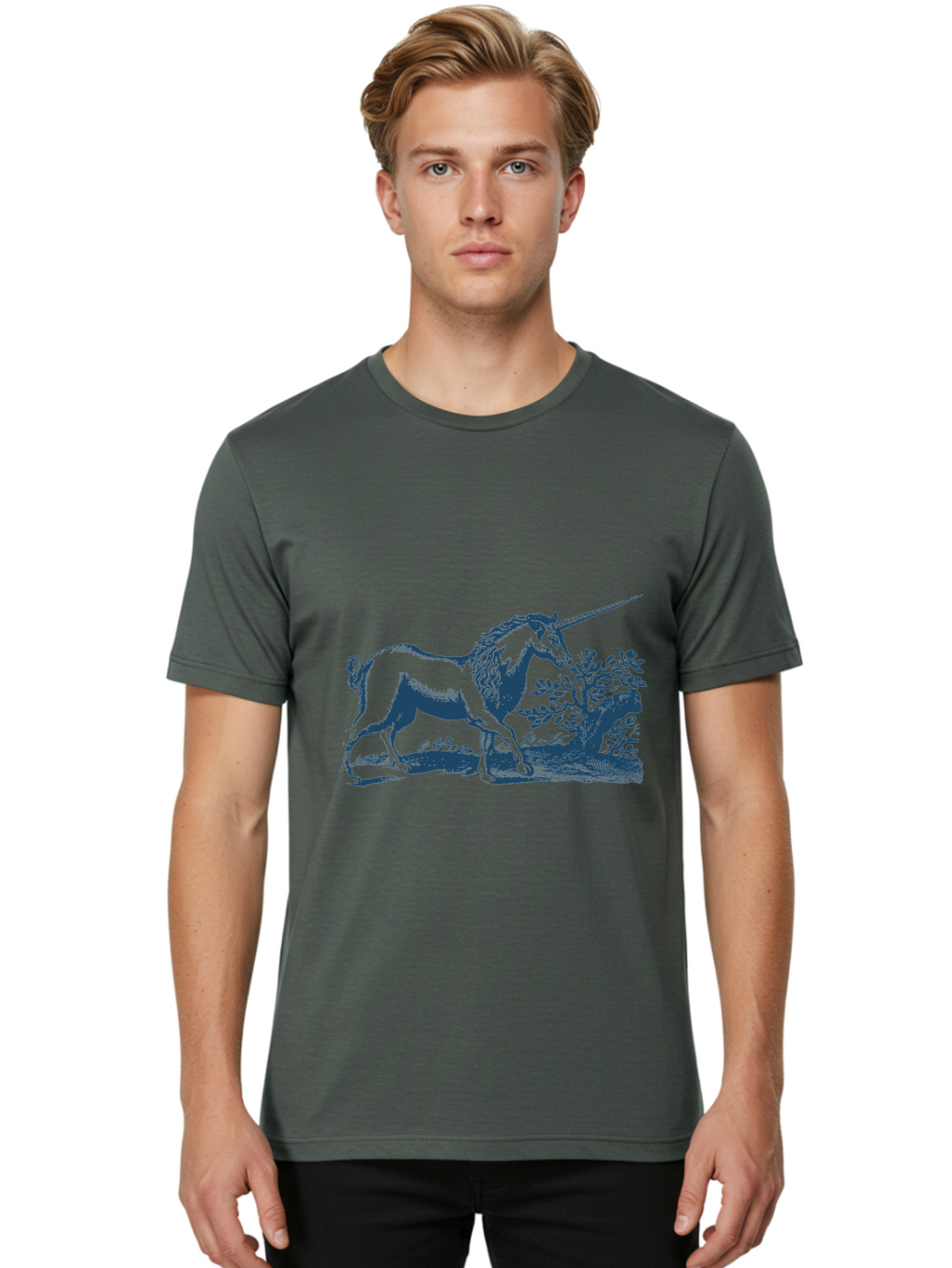 Mystic Unicorn Forest Men'S Graphic Tee, 100% Cotton, Comfortable Casual Summer Wear, Machine Washable, Unicorn, Mythical Creature, Fantasy Art, Horse With Horn, Magical Being, Legendary Animal, Folklore, Mythology, Symbolic Creature Aae529