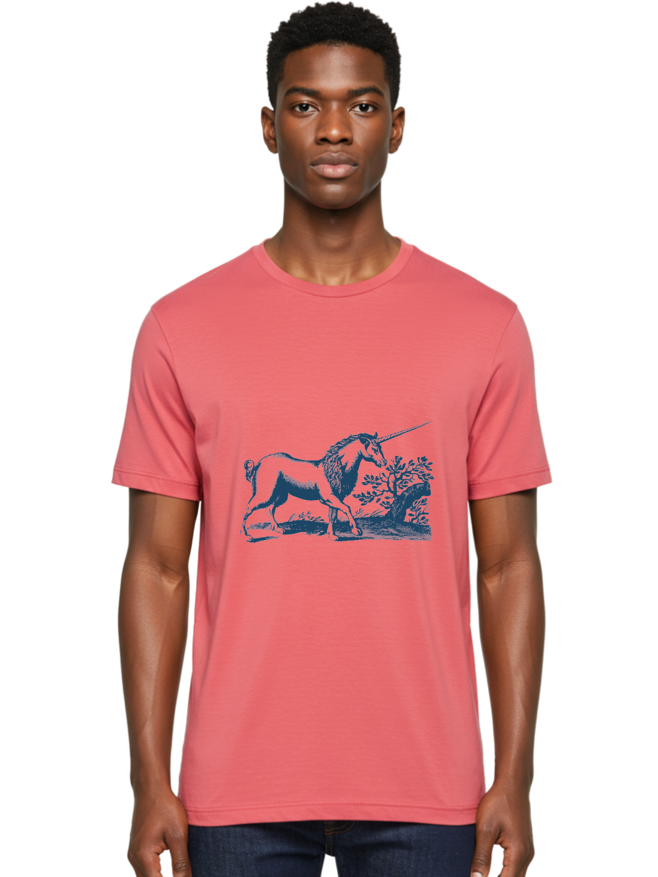 Mystic Unicorn Forest Men'S Graphic Tee, 100% Cotton, Comfortable Casual Summer Wear, Machine Washable, Unicorn, Mythical Creature, Fantasy Art, Horse With Horn, Magical Being, Legendary Animal, Folklore, Mythology, Symbolic Creature Aae529