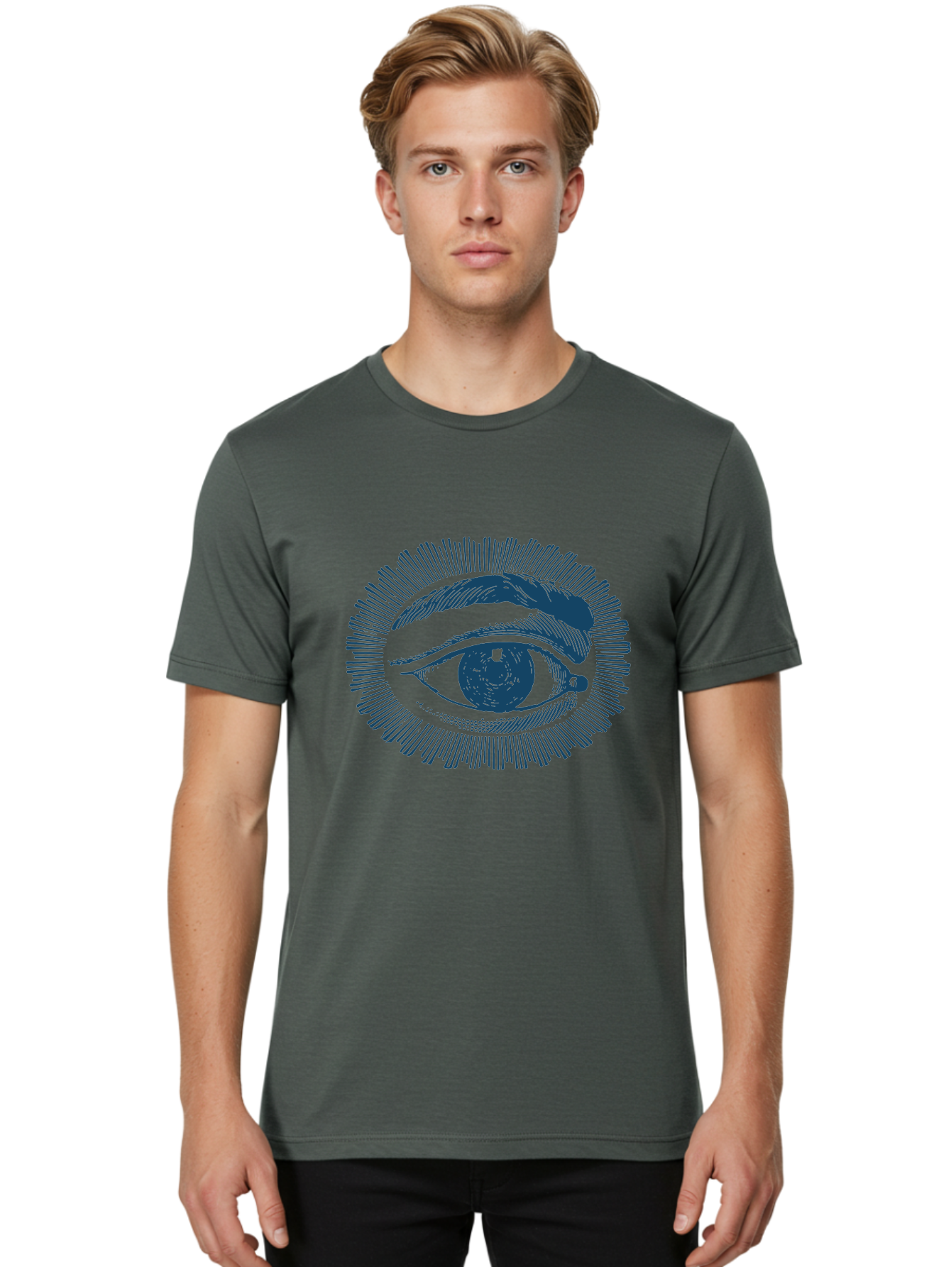 Eye Men'S Graphic Tee, 100% Cotton, Comfortable Casual Summer Wear, Machine Washable, All-Seeing Eye, Eye Of Providence, Divine Guidance, Spiritual Symbolism, Mystical Illustration, Sketch Art, Abstract Shapes, Geometric Pattern, Aae530