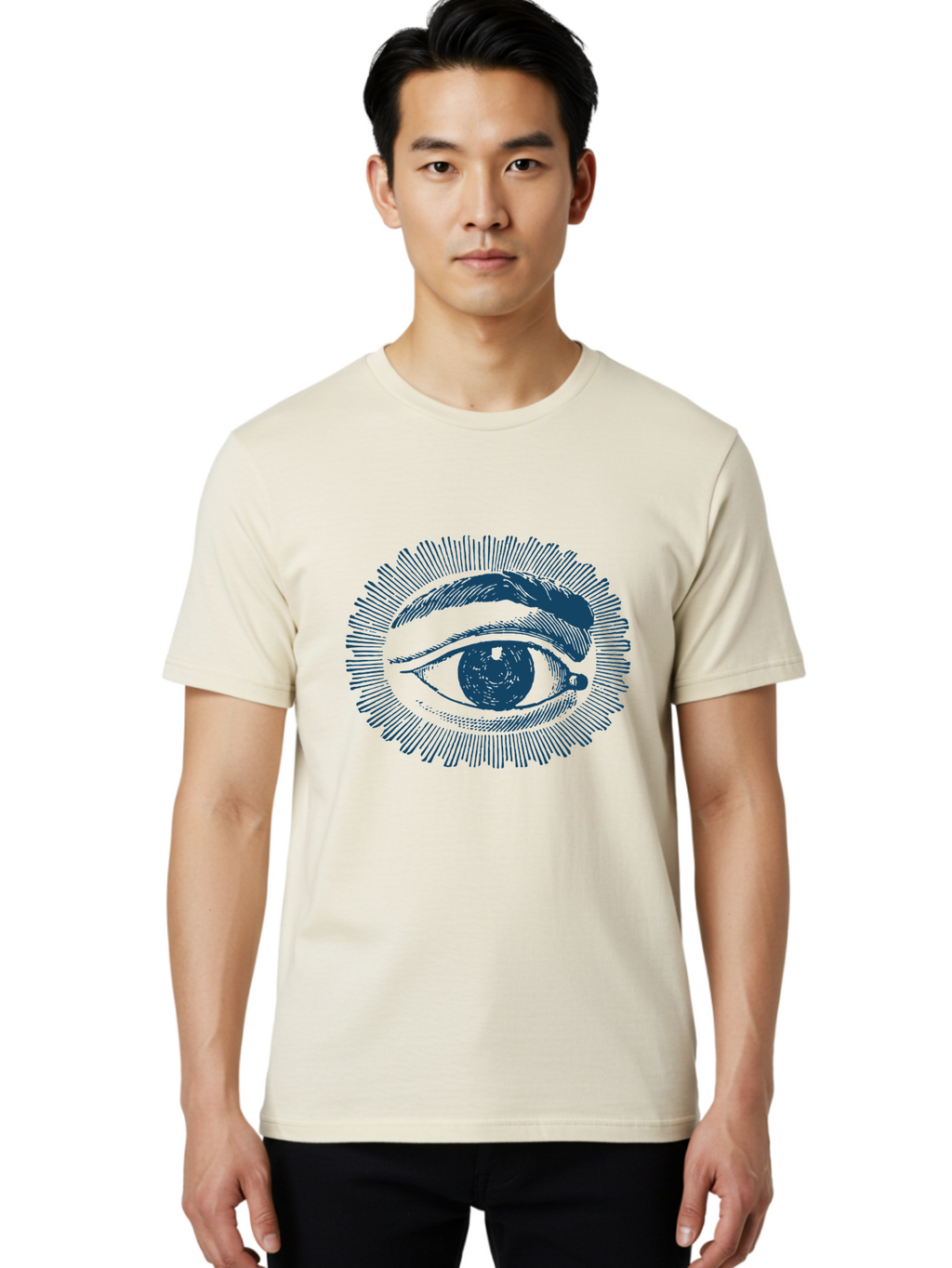 Eye Men'S Graphic Tee, 100% Cotton, Comfortable Casual Summer Wear, Machine Washable, All-Seeing Eye, Eye Of Providence, Divine Guidance, Spiritual Symbolism, Mystical Illustration, Sketch Art, Abstract Shapes, Geometric Pattern, Aae530