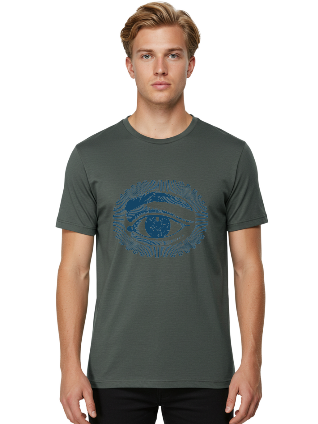 Mystical Style Eye 2 Men'S Graphic Tee, 100% Cotton, Comfortable Casual Summer Wear, Machine Washable, All-Seeing Eye, Human Eye, Close-Up View, Eyebrow Detail, Line Art, Mystical Symbol, Illustration Art, Symbol Of Insight Aae531