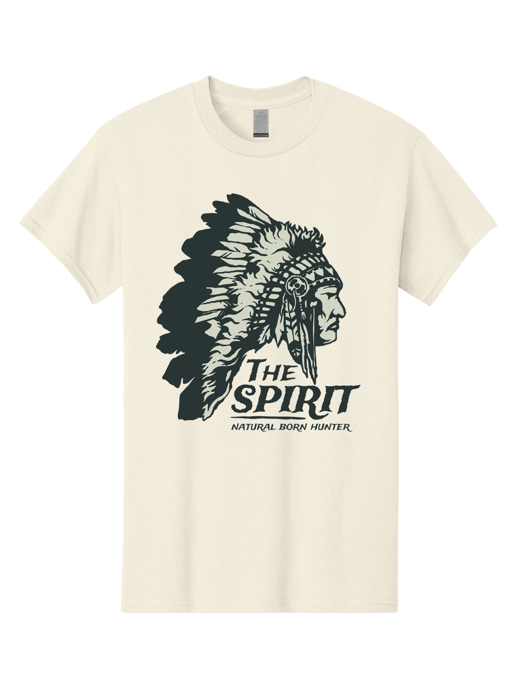 Natural Born Hunter Men'S Graphic Tee, 100% Cotton, Comfortable Casual Summer Wear, Machine Washable, Native American Chief, Feathered Headdress, Natural Born Hunter, Tribal Heritage, Outdoorsman, Hunting Culture, Rugged Individualism, Aae532